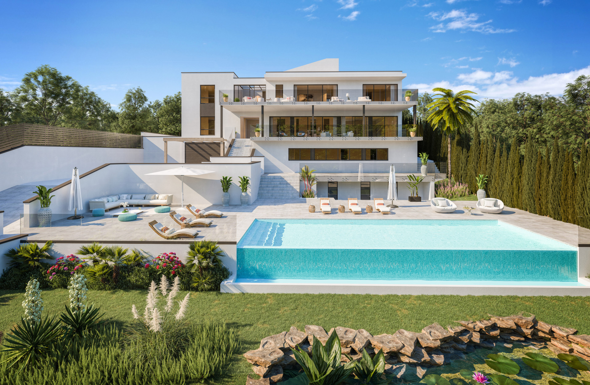 Villa contemporánea con vistas panorámicas en construcción en Sotogrande.