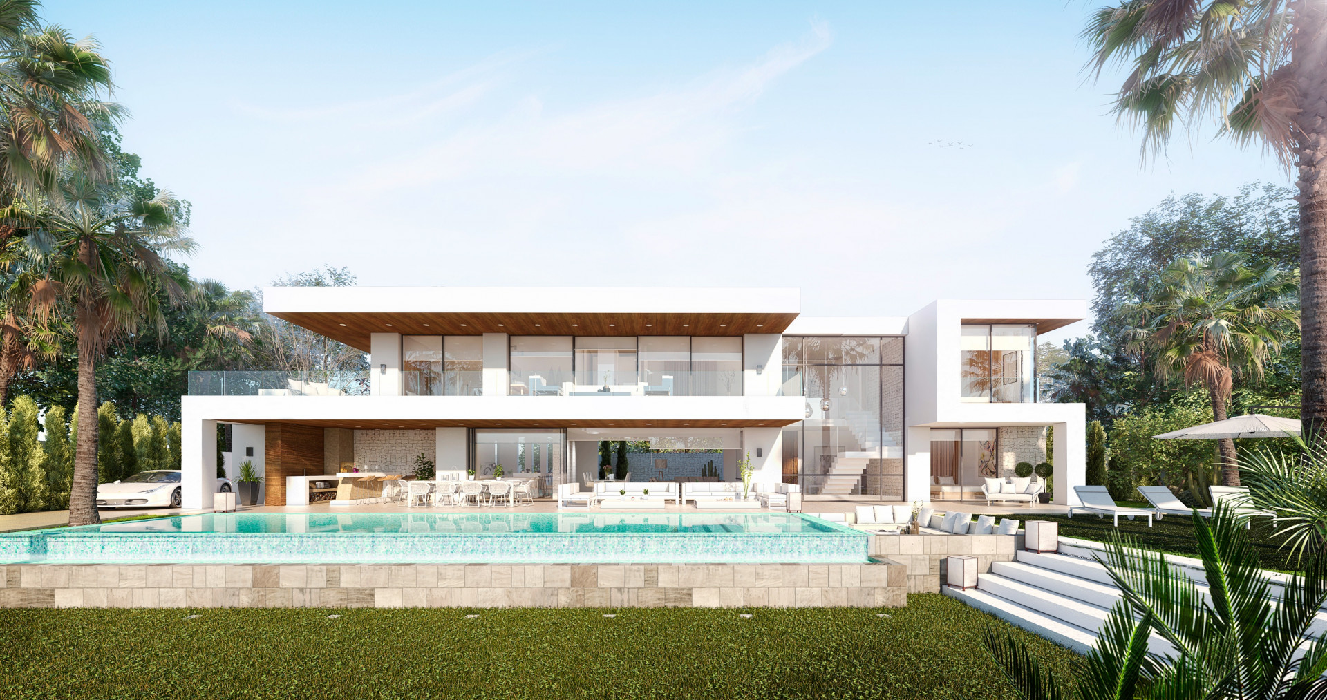 Villa contemporánea sobre plano a pocos metros de la playa en Guadalmina Baja.
