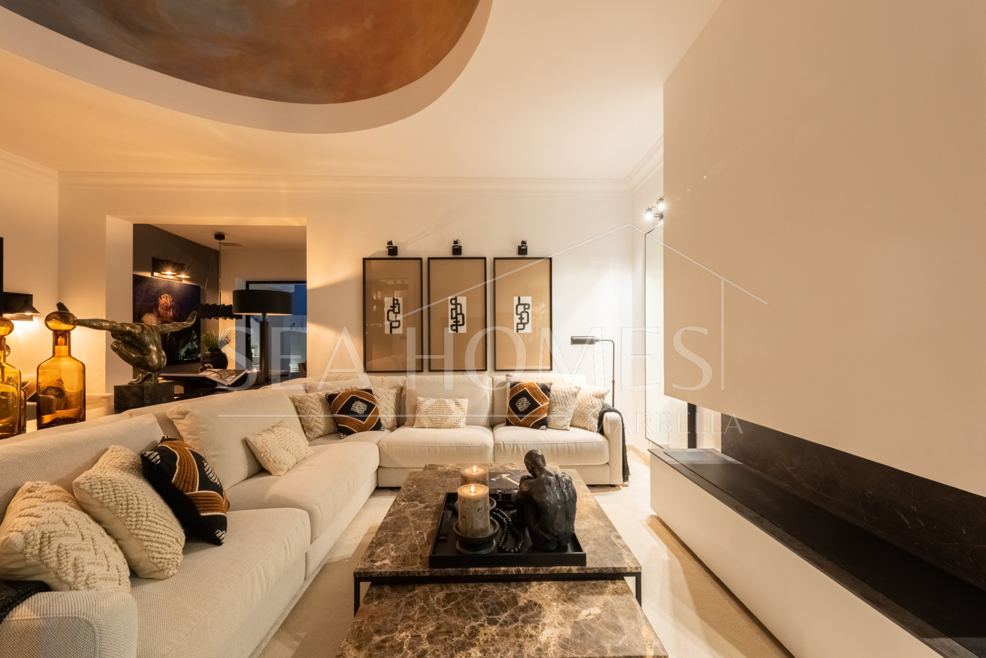 Scandi-style design bungalow in the beachfront Oasis Club on Marbella's Golden Mile.