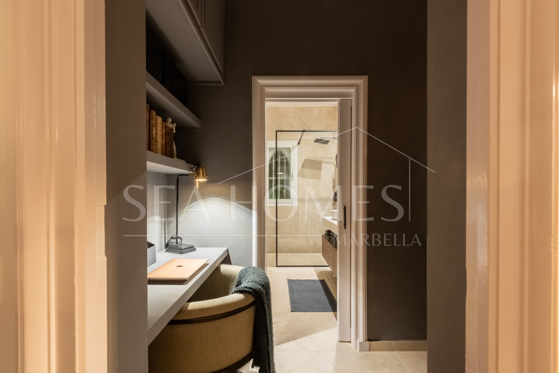 Scandi-style design bungalow in the beachfront Oasis Club on Marbella's Golden Mile.
