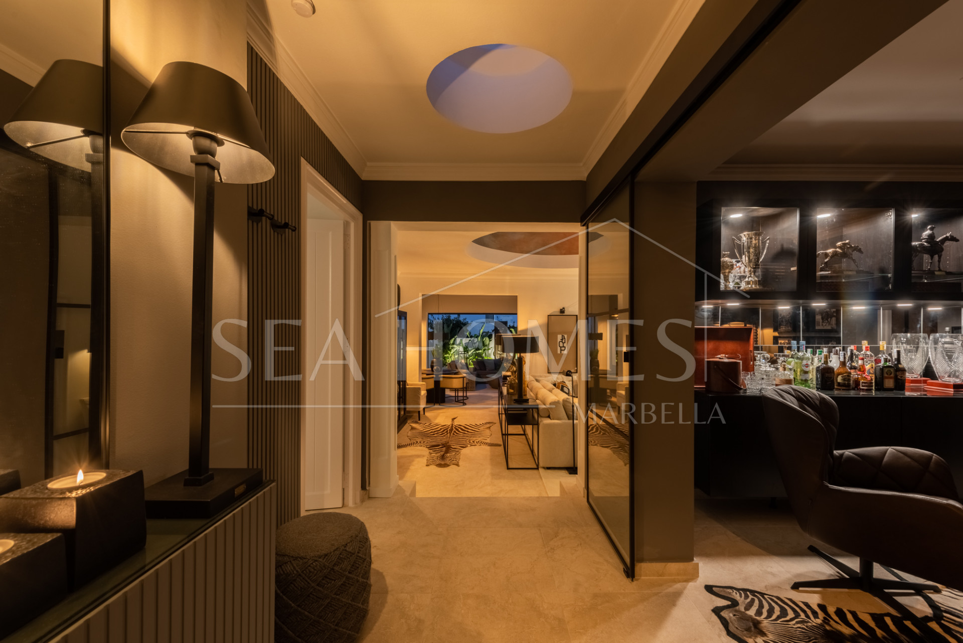 Scandi-style design bungalow in the beachfront Oasis Club on Marbella's Golden Mile.