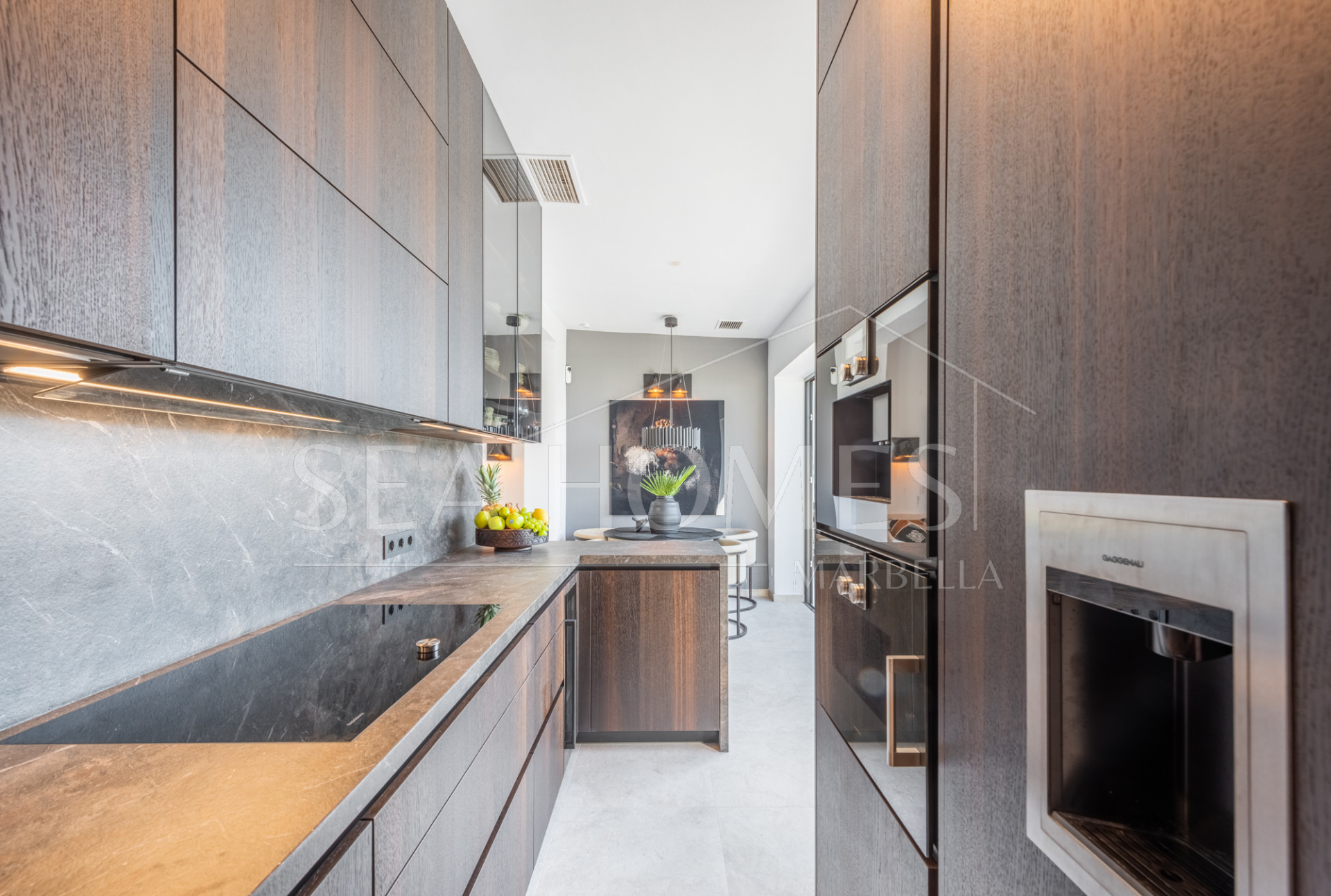 Scandi-style design bungalow in the beachfront Oasis Club on Marbella's Golden Mile.