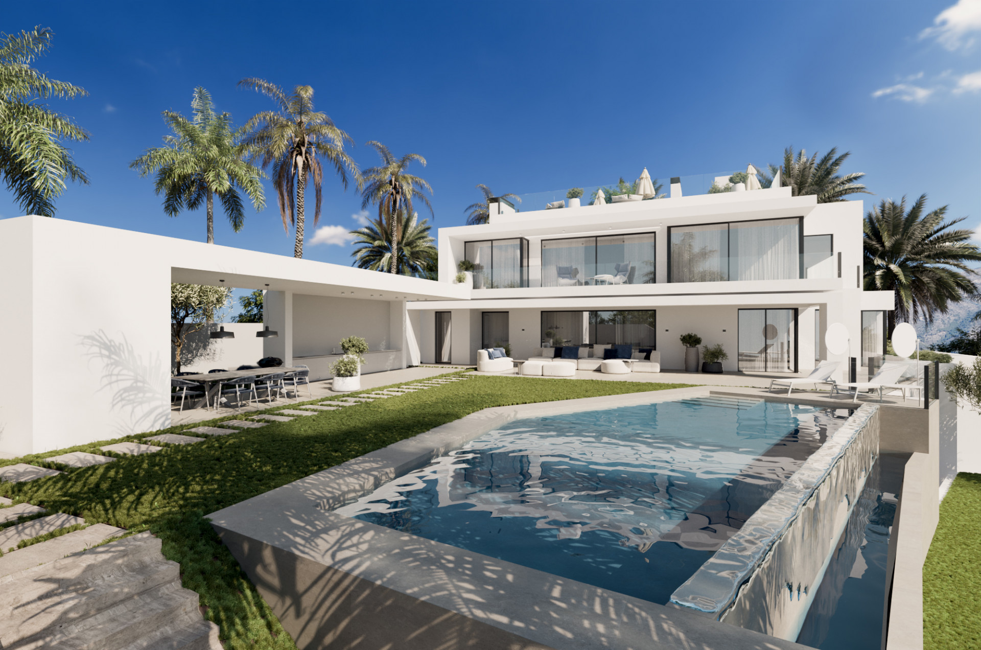 Fabulous contemporary style villa with 6 bedrooms in the exclusive area of Cascada de Camoján, Marbella.