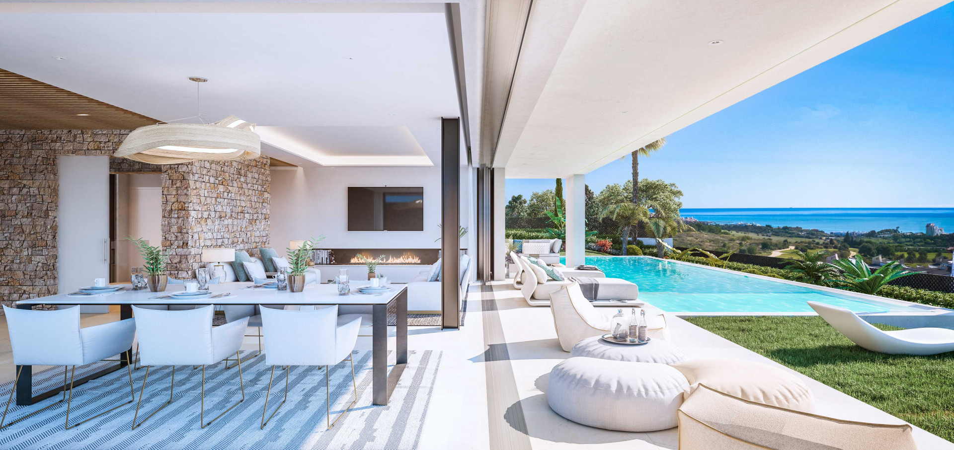 Fantástica villa de diseño de 4 dormitorios en un entorno de golf y con vistas al mar, en Estepona