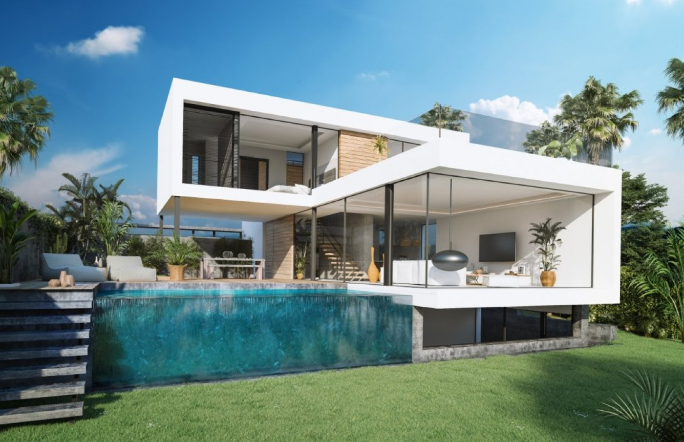 Contemporary style villa in front line golf in Estepona