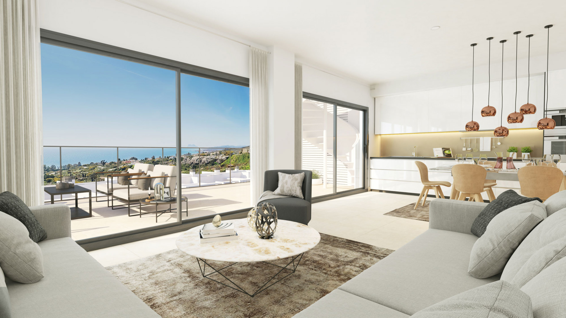 Apartamentos y áticos elegantes y contemporáneos con las mejores vistas al mar en Manilva