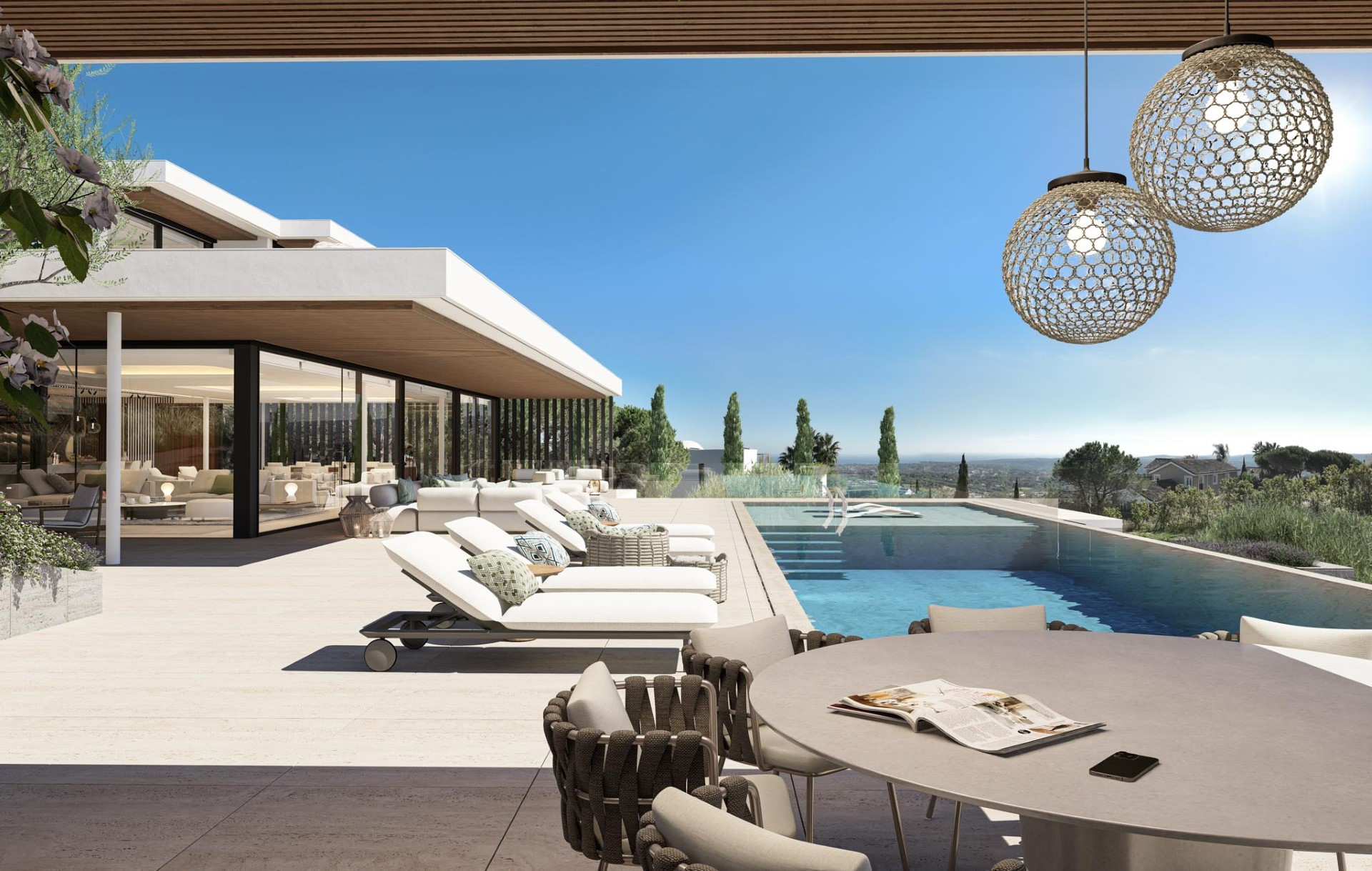 Modern architecture, brand new family villa with panoramic views in La Reserva de Sotogrande