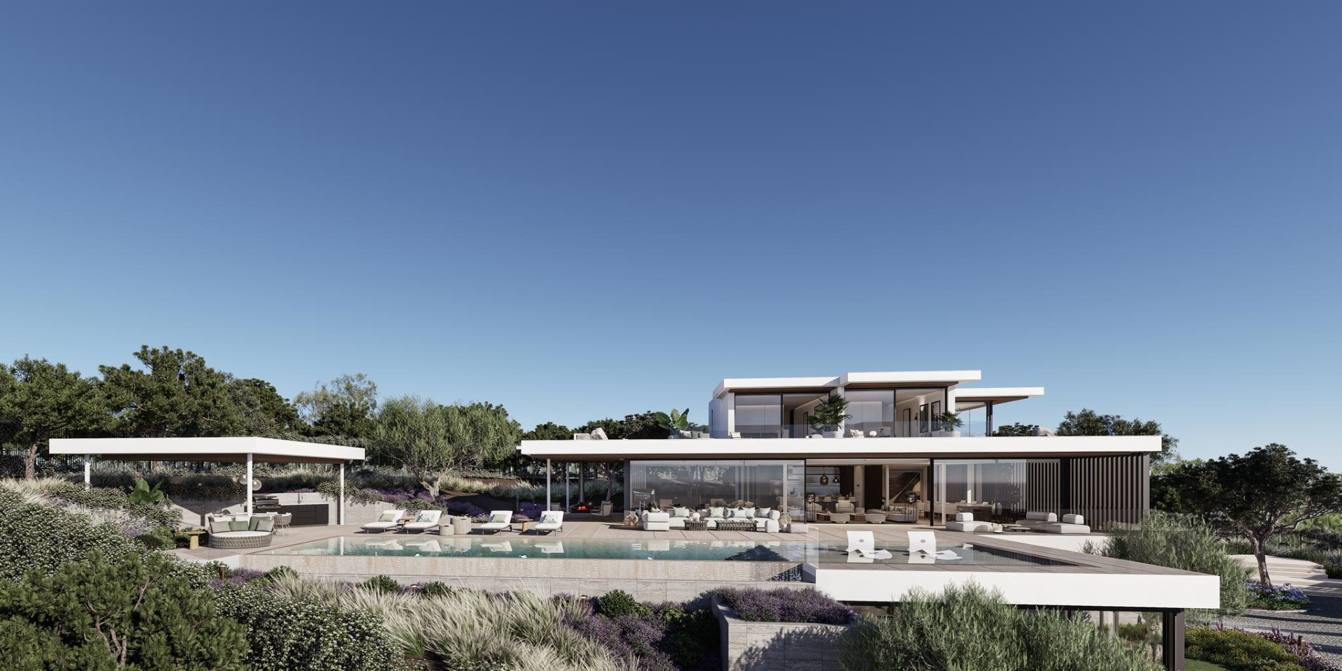 Modern architecture, brand new family villa with panoramic views in La Reserva de Sotogrande