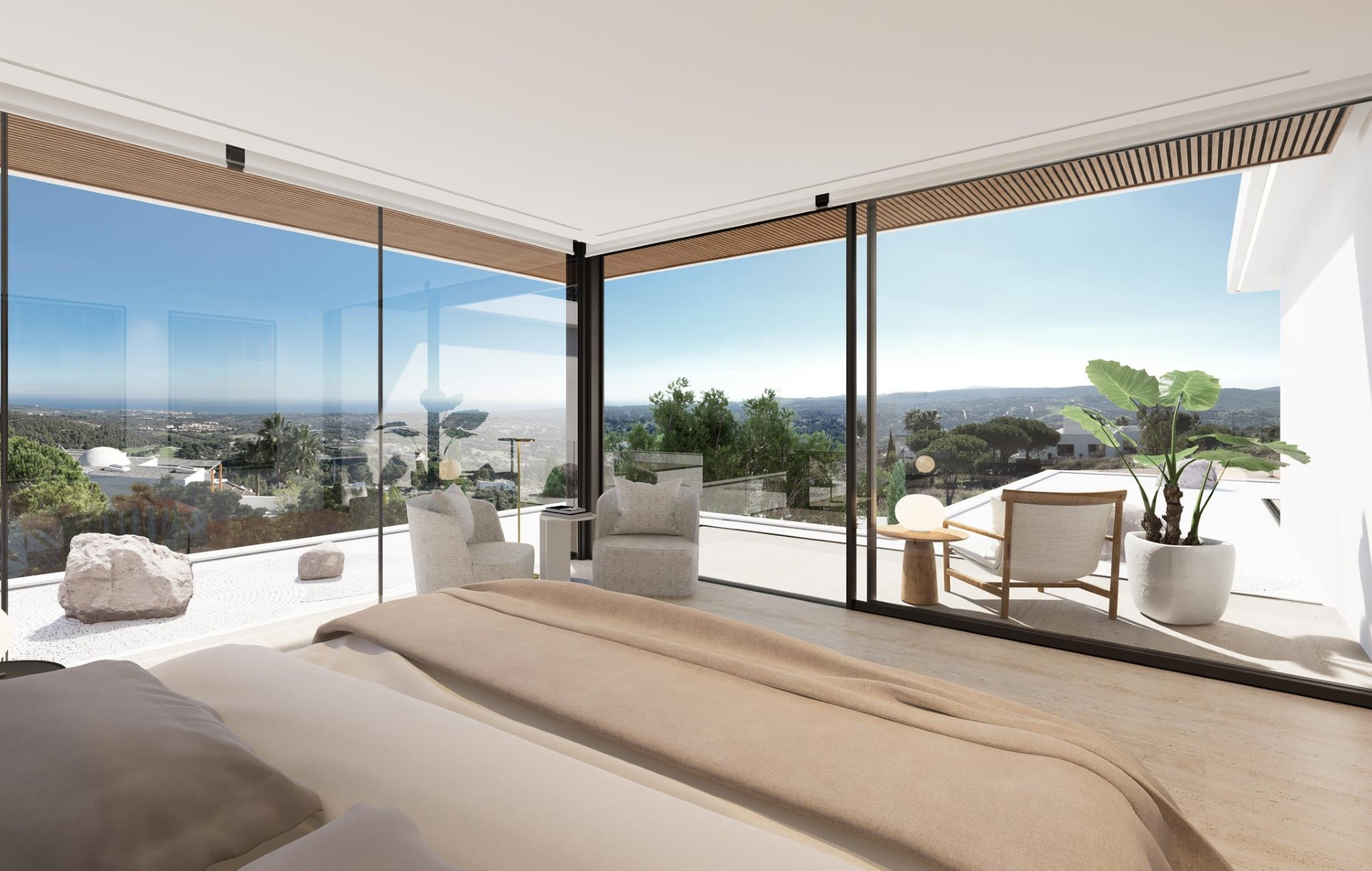 Modern architecture, brand new family villa with panoramic views in La Reserva de Sotogrande