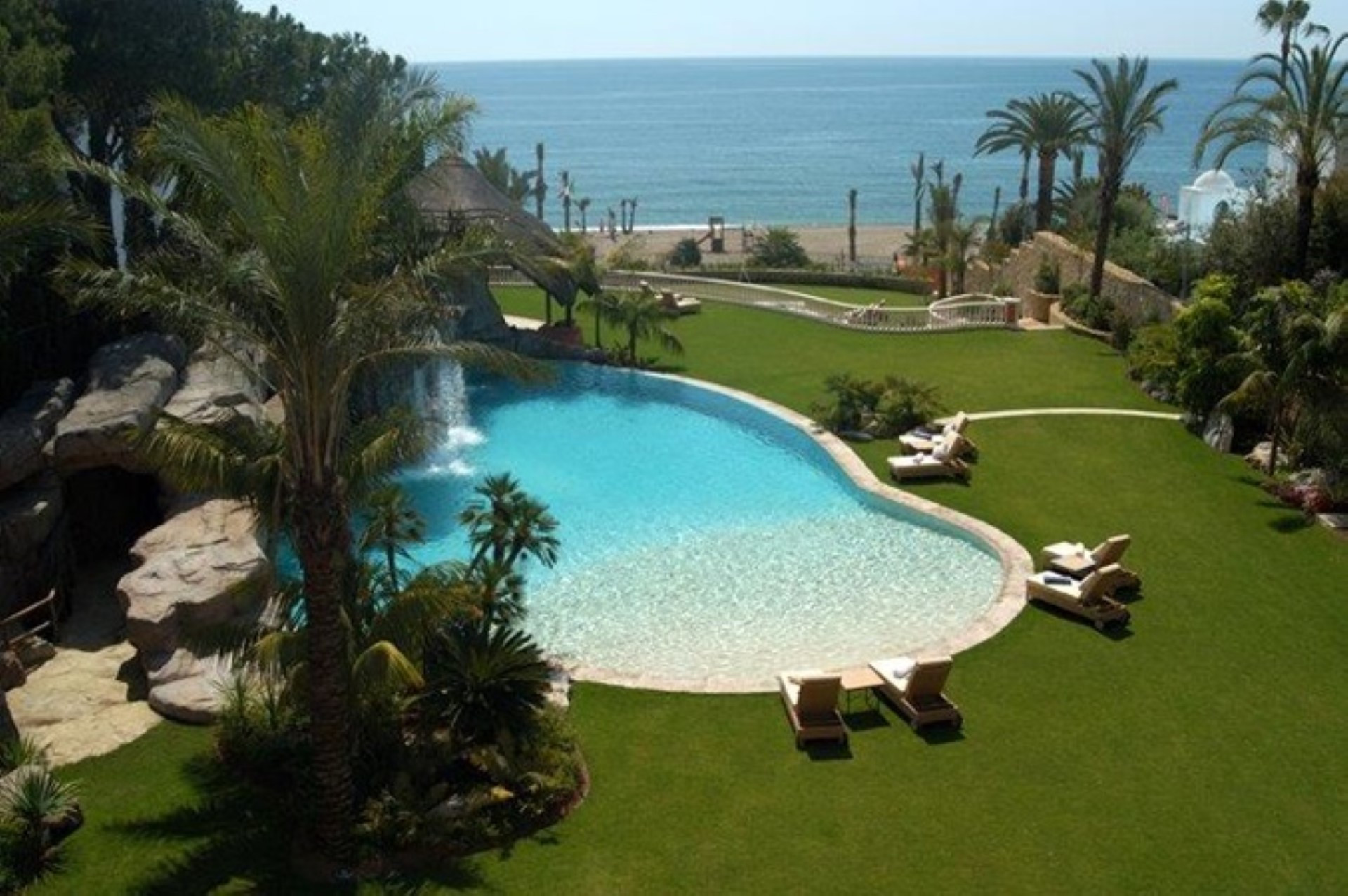 A spectacular frontline beach villa located on Marbellas Golden Mile