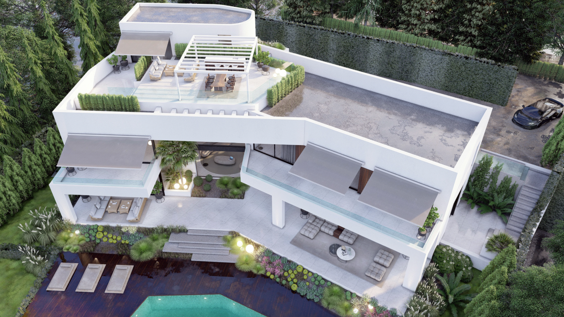 Villa contemporánea y muy privada de 6 dormitorios en Cascada Camojan con vistas al mar