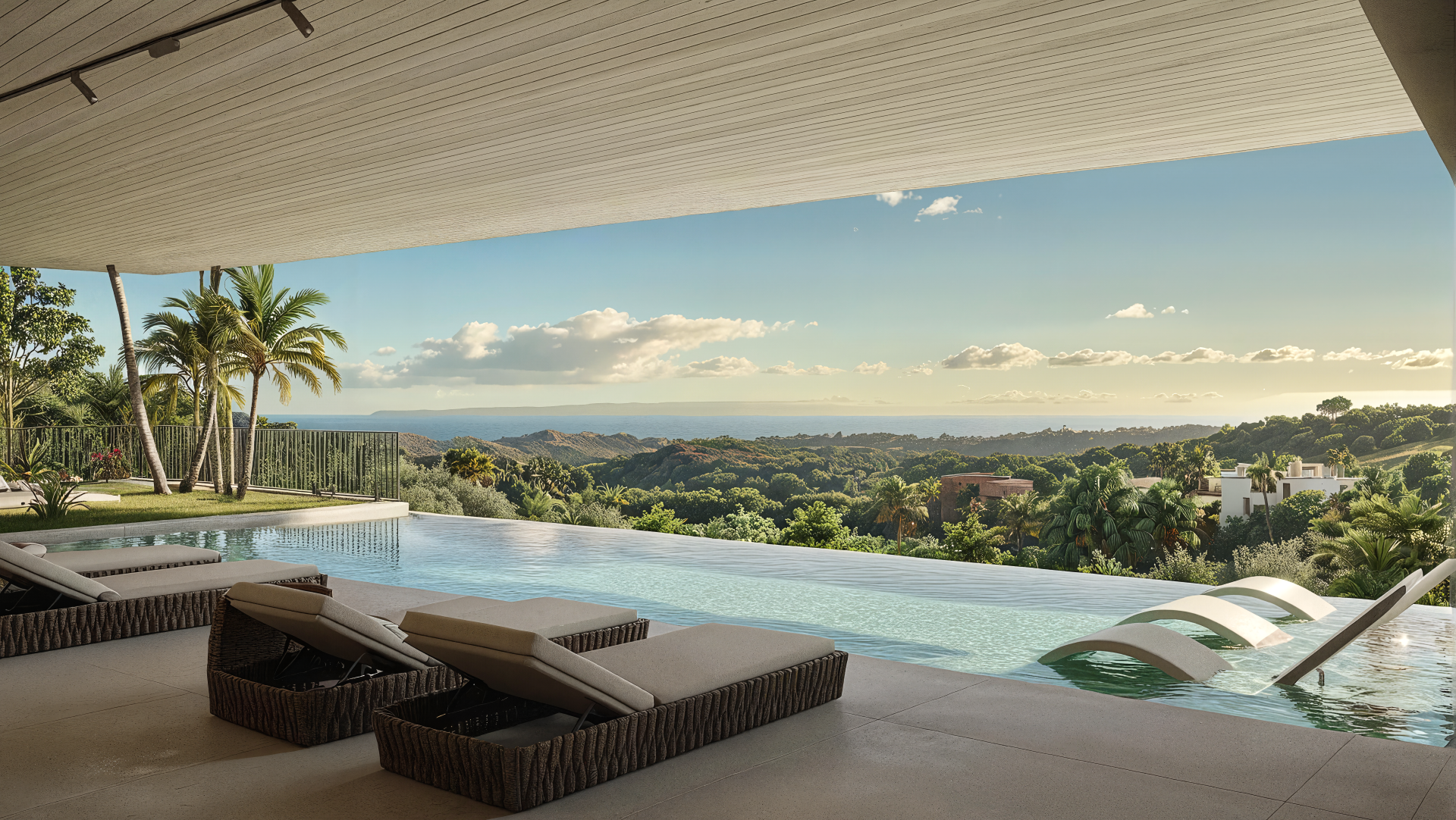 Contemporary Monte Mayor villa with panoramic sea views, infinity pool and private spa