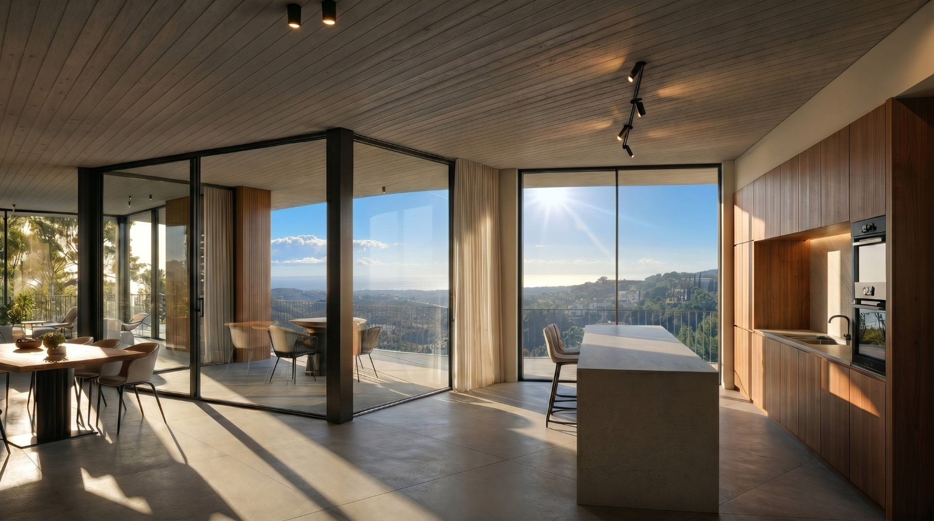 Contemporary Monte Mayor villa with panoramic sea views, infinity pool and private spa