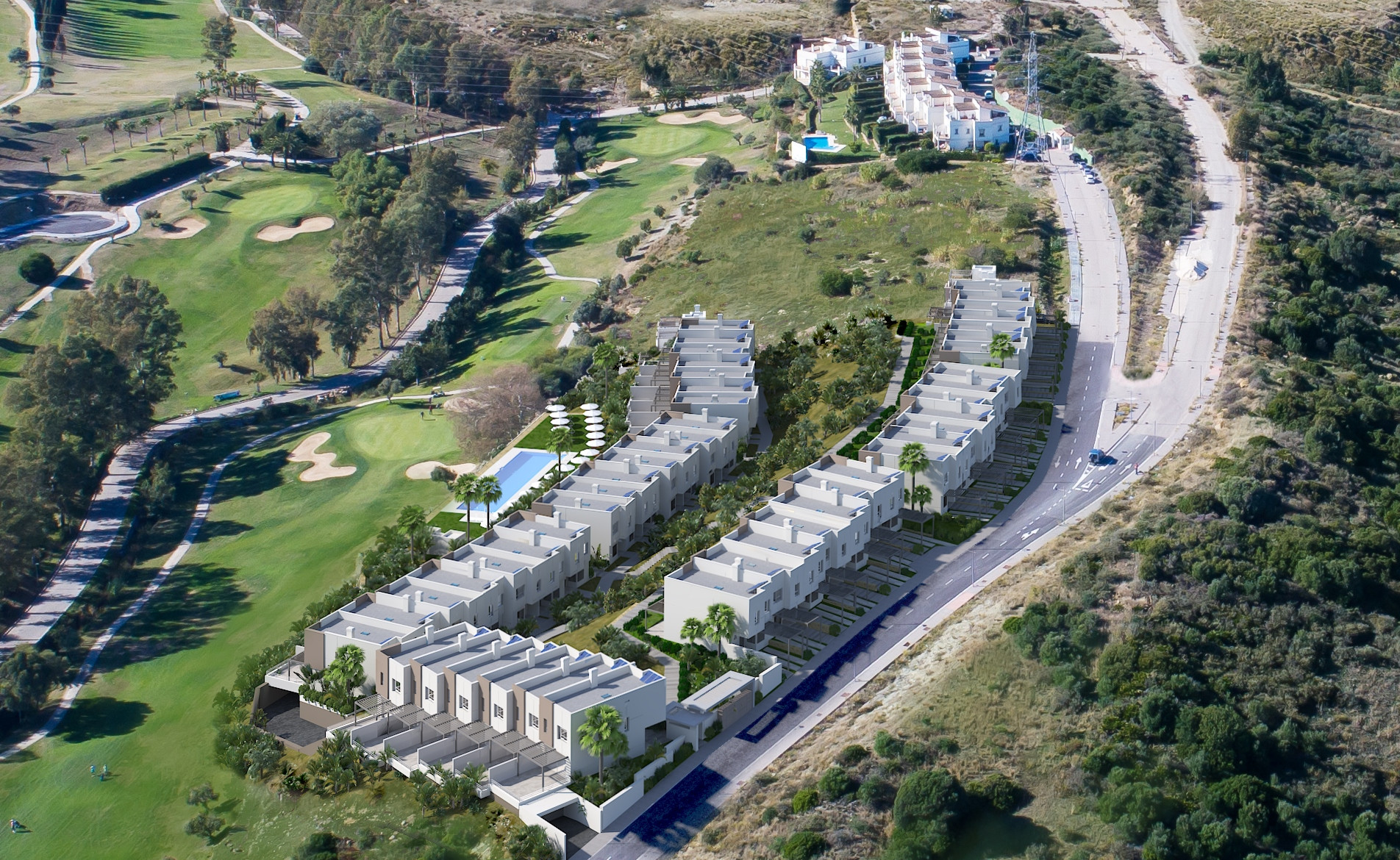 Nieuwe schakelwoningen gelegen aan golfbaan in Estepona