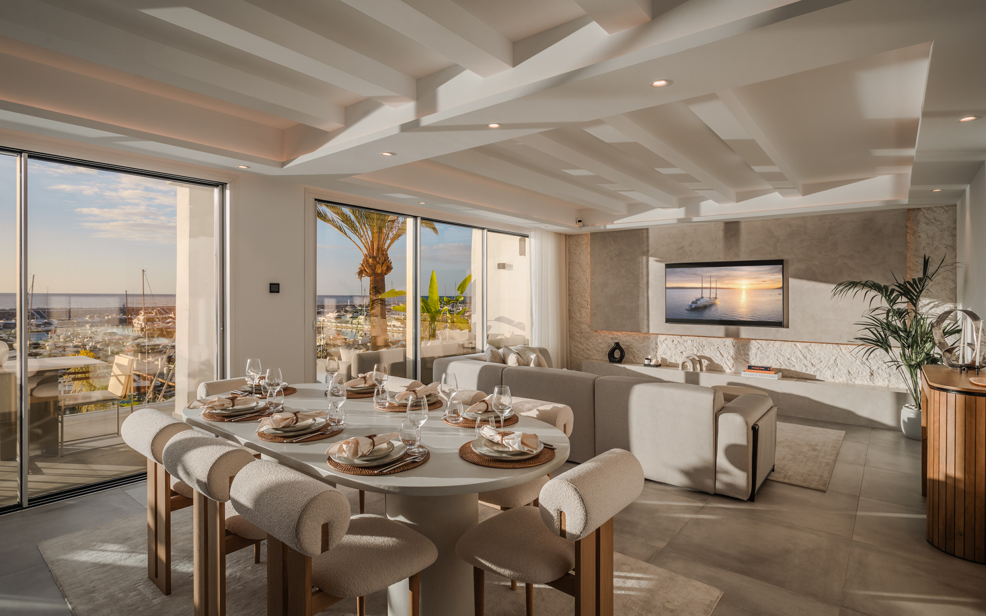 Bright and spacious frontline duplex penthouse with panoramic views over the marina in Marbella