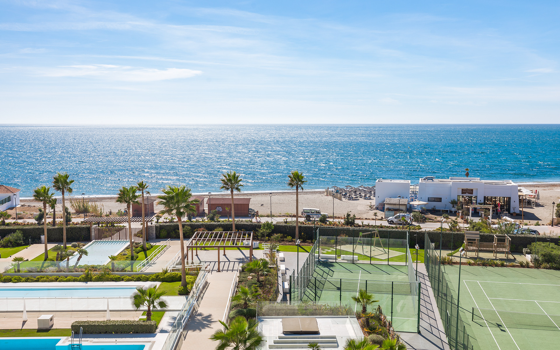 Frontline beach luxury penthouse with panoramic open sea views in Velaya in Estepona