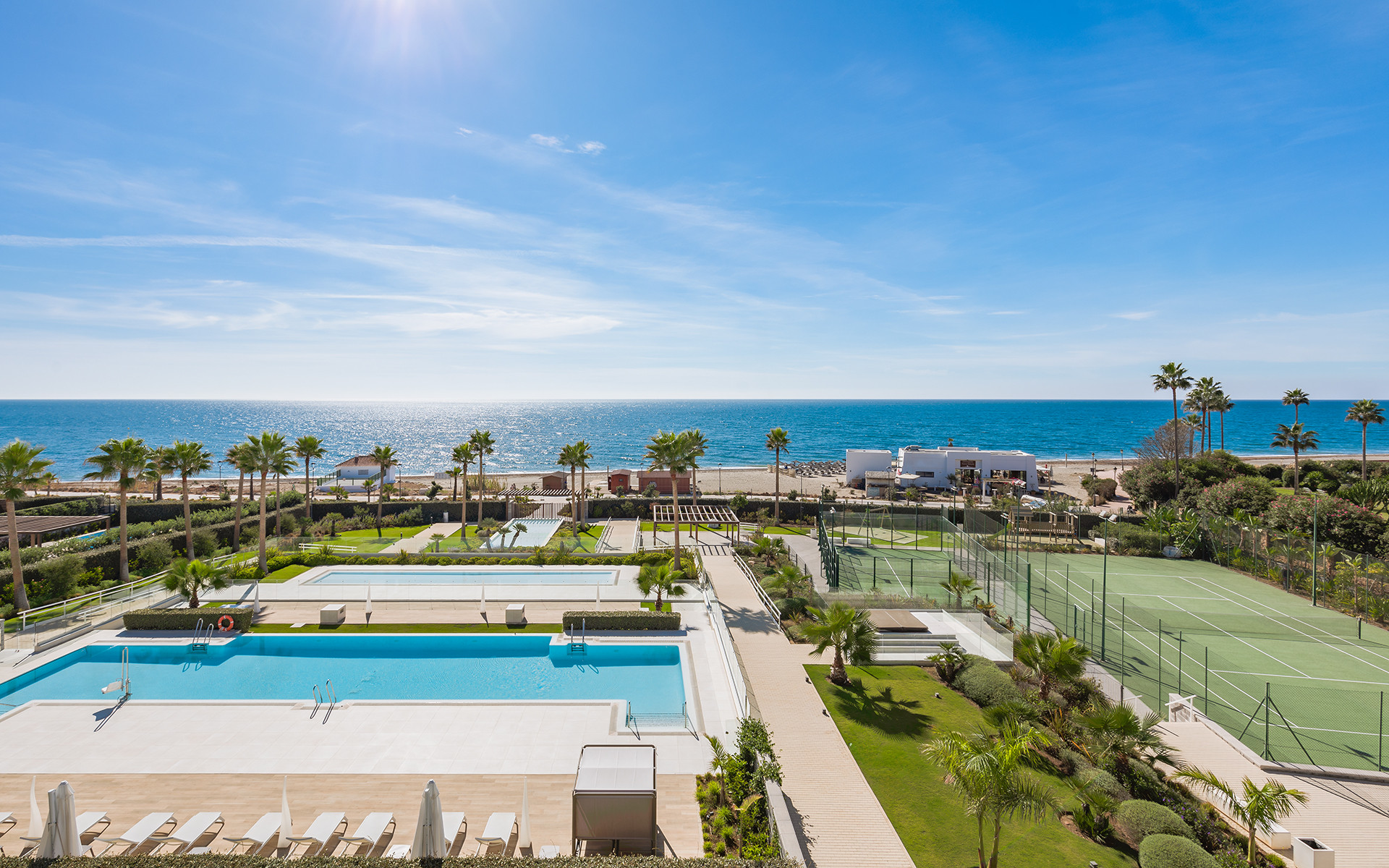 Frontline beach luxury penthouse with panoramic open sea views in Velaya in Estepona