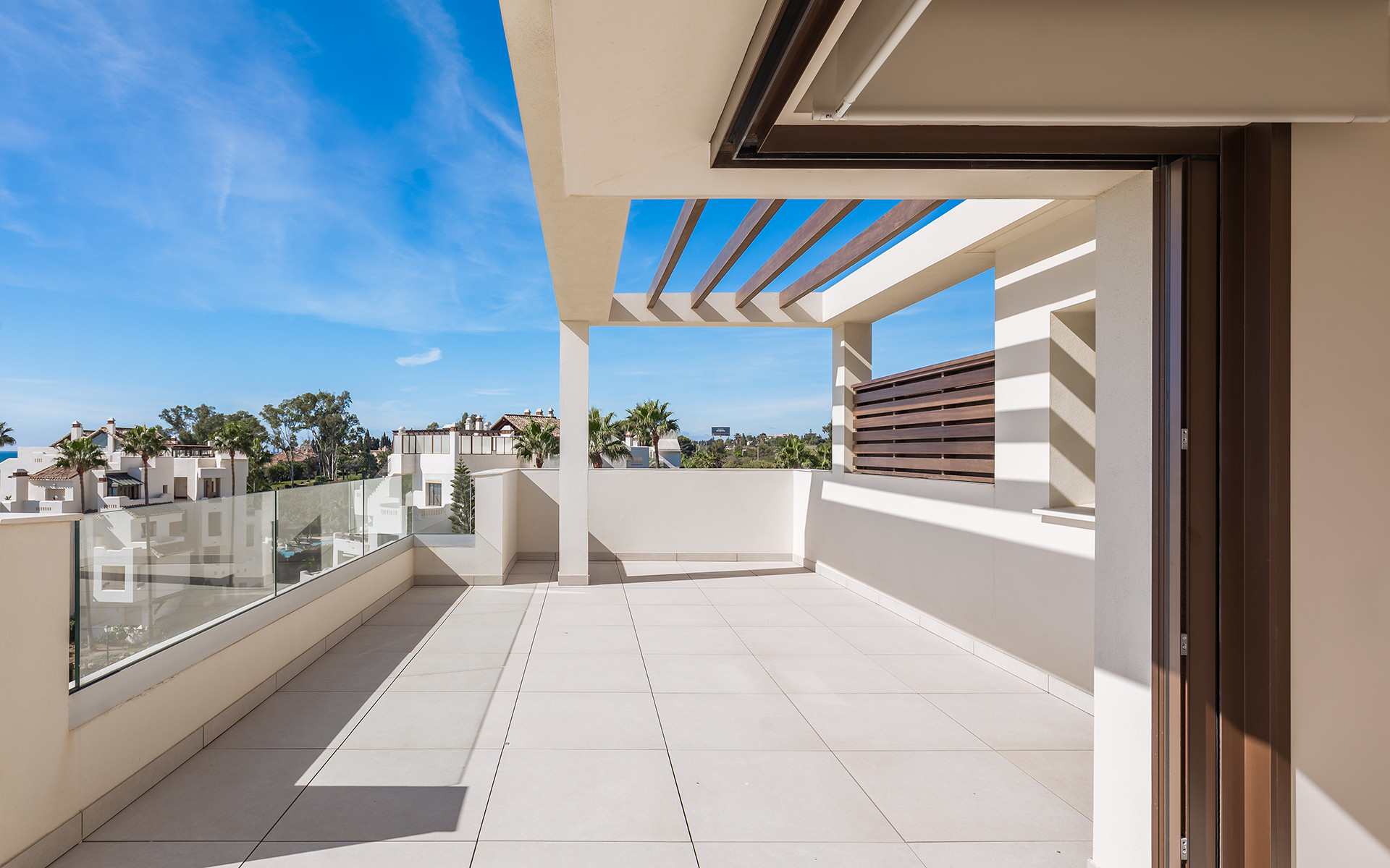 Frontline beach luxury penthouse with panoramic open sea views in Velaya in Estepona