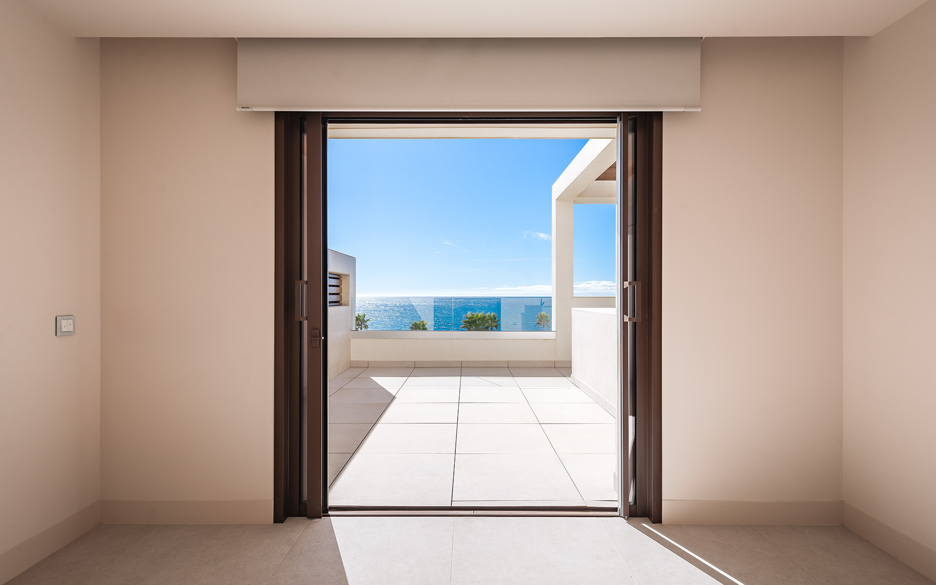 Frontline beach luxury penthouse with panoramic open sea views in Velaya in Estepona