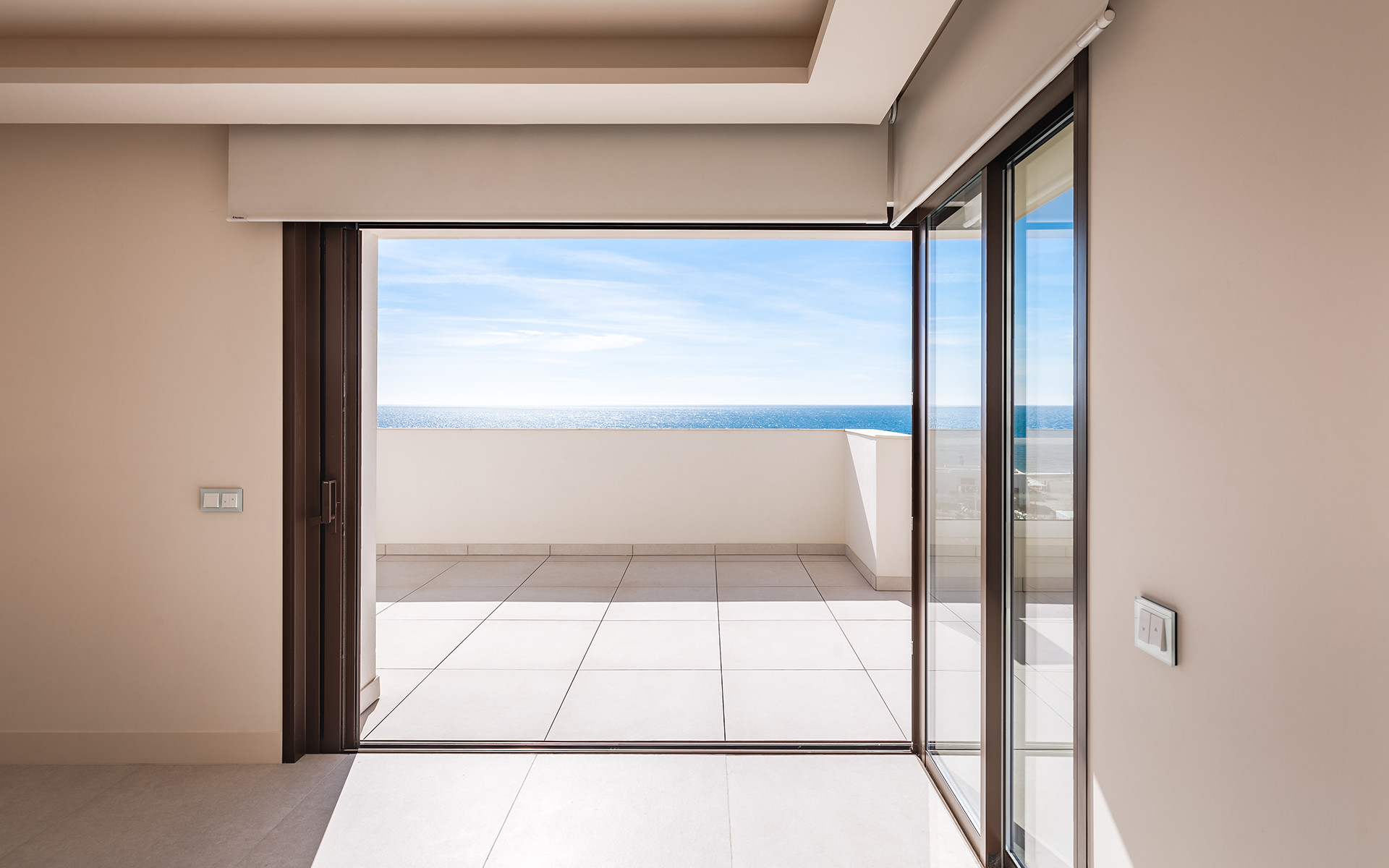 Frontline beach luxury penthouse with panoramic open sea views in Velaya in Estepona