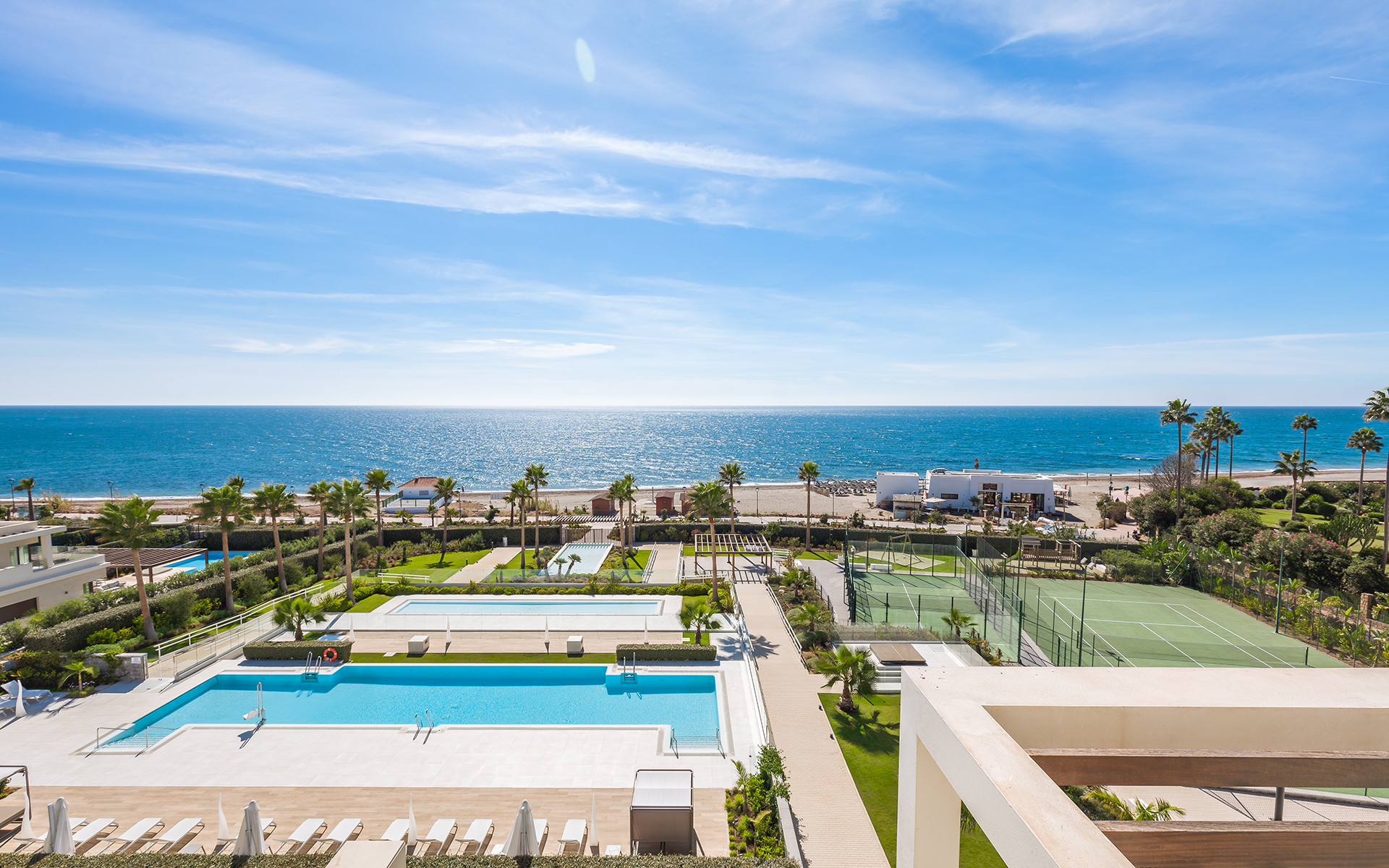 Frontline beach luxury penthouse with panoramic open sea views in Velaya in Estepona