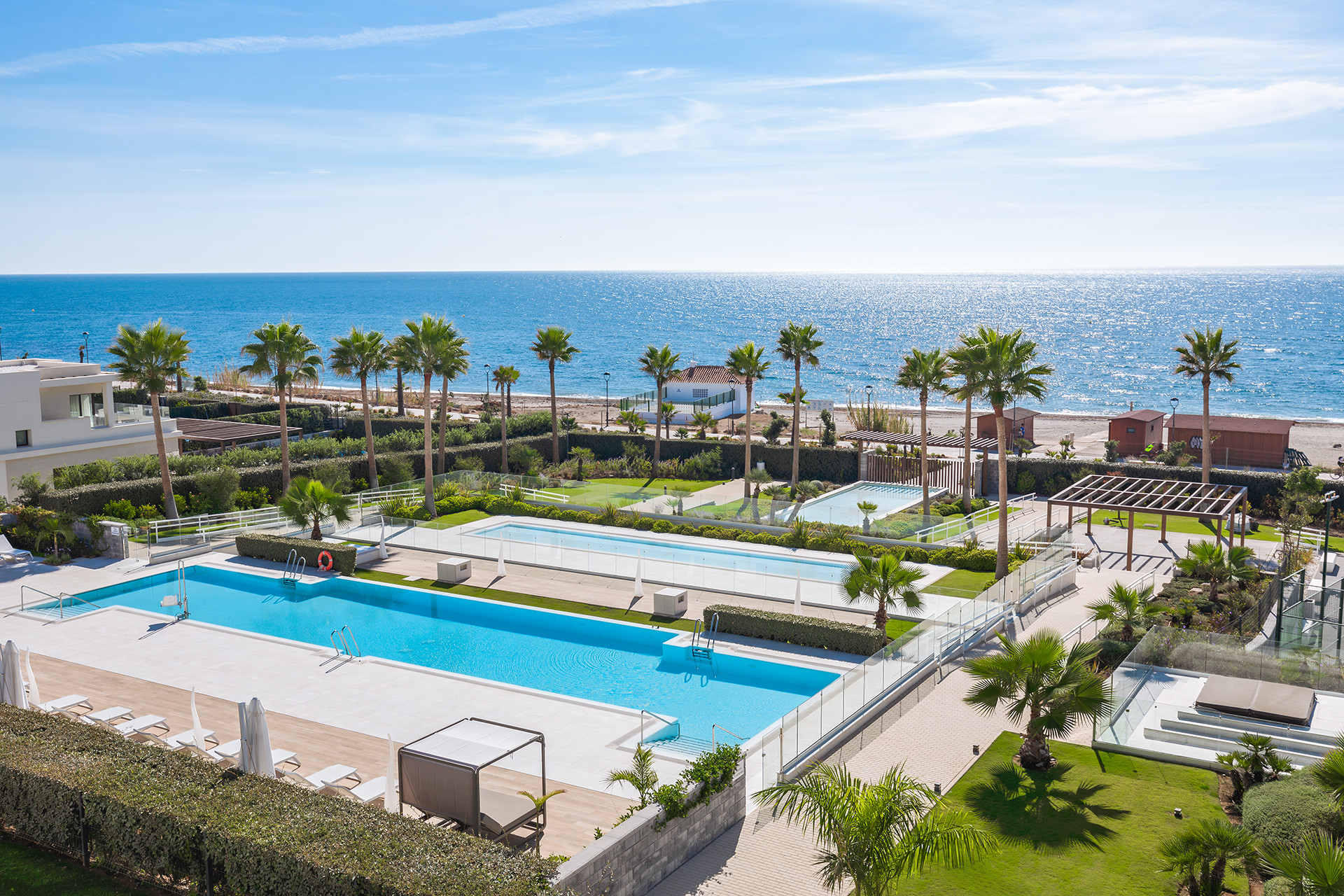 Frontline beach luxury penthouse with panoramic open sea views in Velaya in Estepona