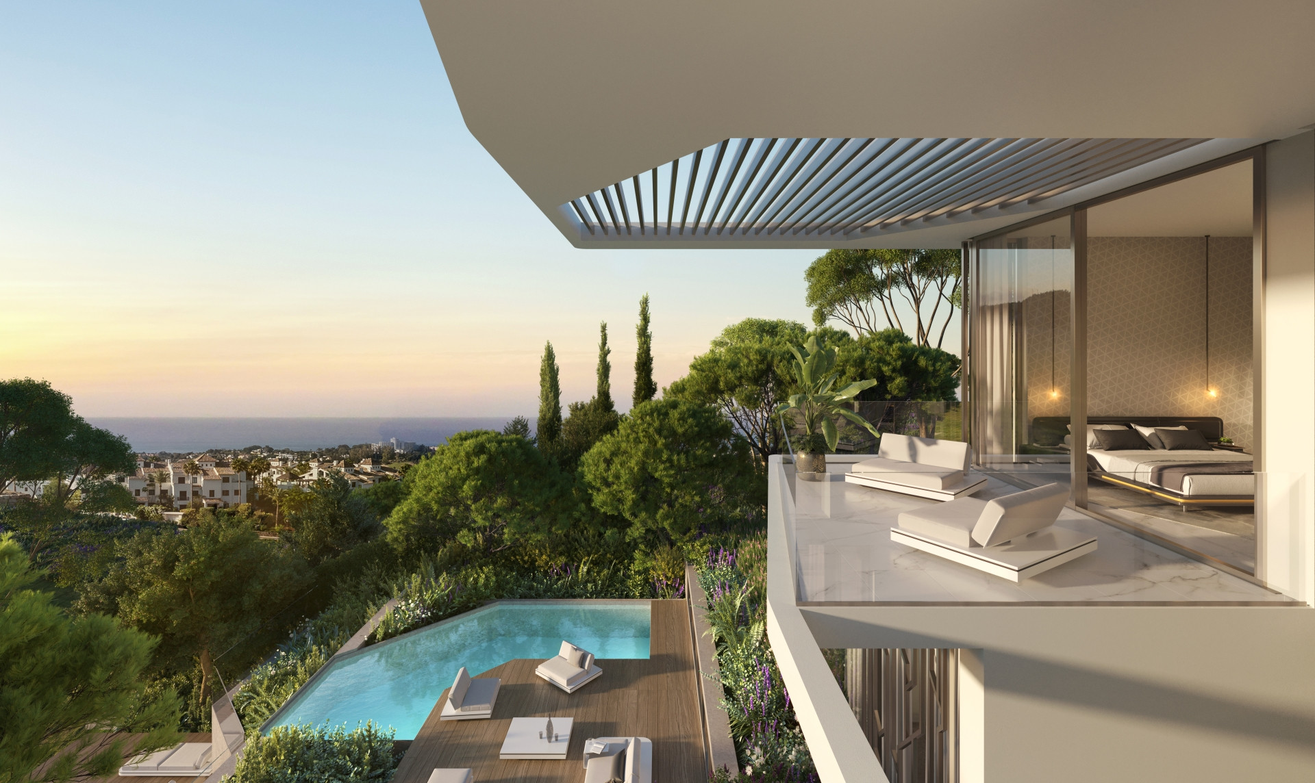 Majestic contemporary villa with sharp lines, top quality materials with panoramic views in Benahavis