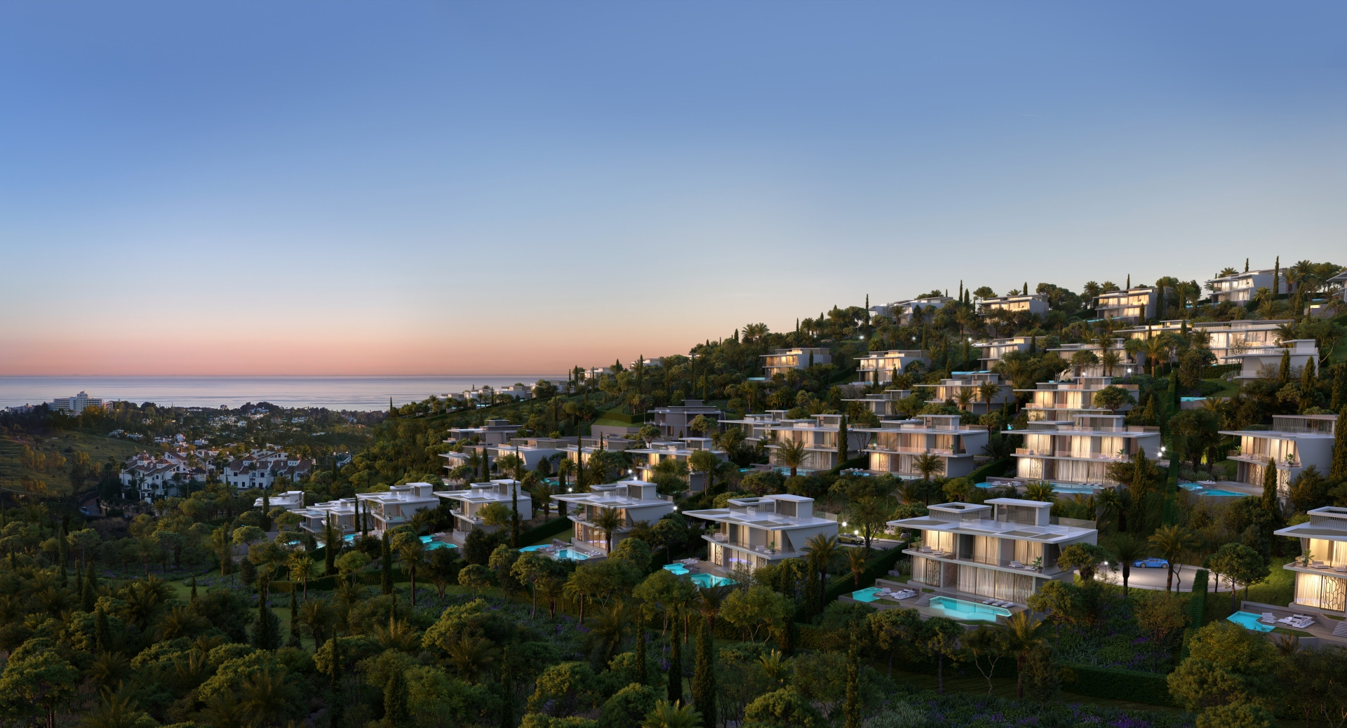 Majestic contemporary villa with sharp lines, top quality materials with panoramic views in Benahavis
