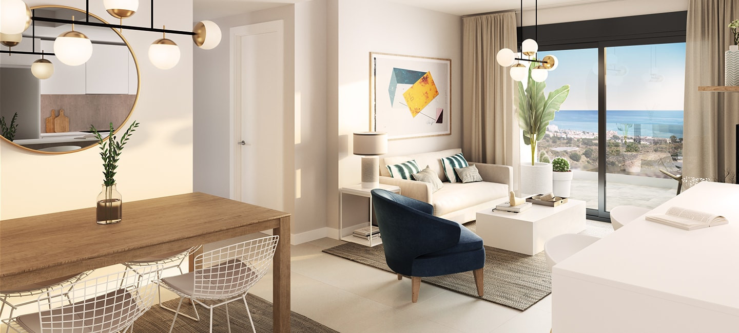 2 och 3 sovrums lägenheter med havsutsikt i Rincón de la Victoria