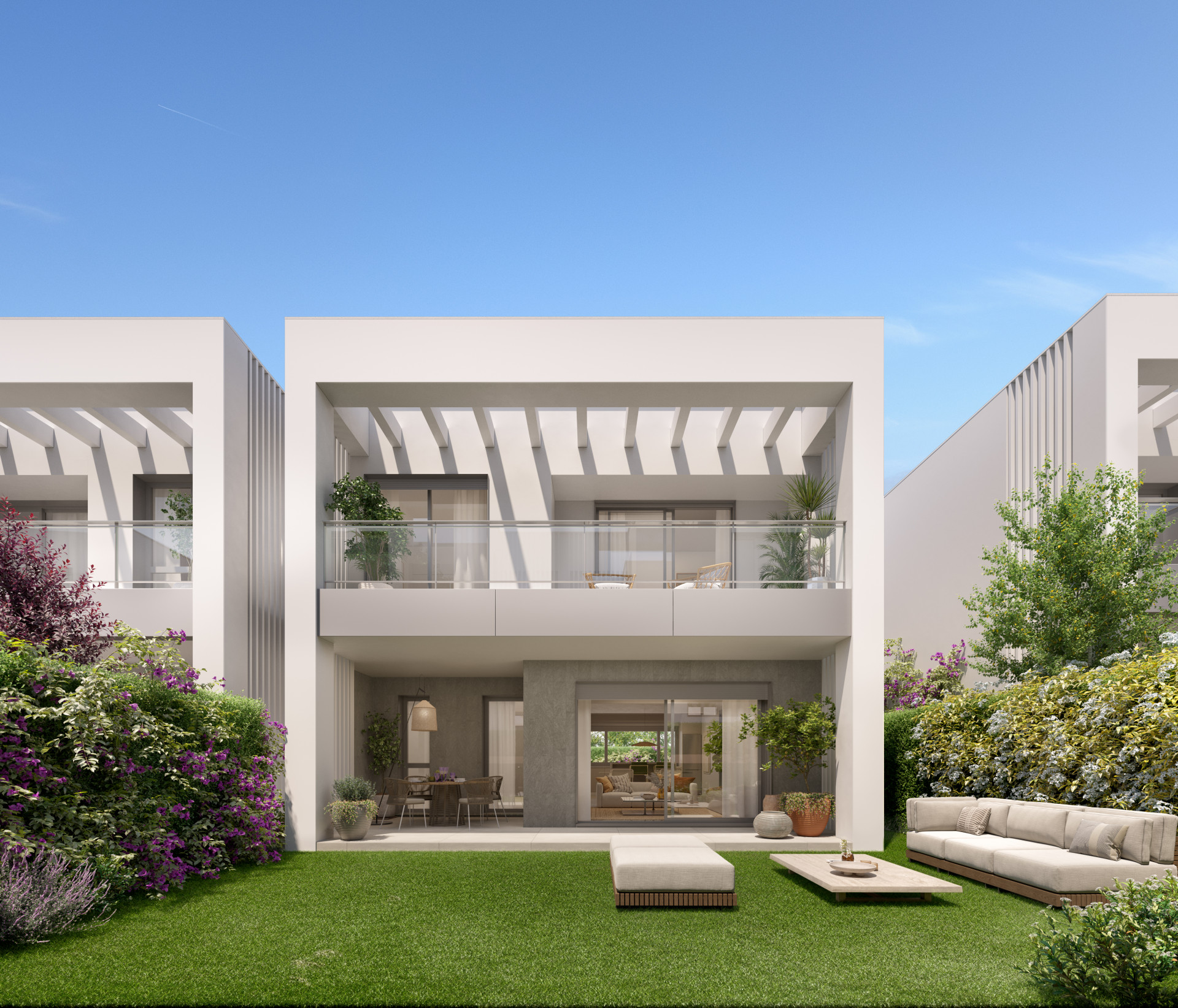 Casas adosadas de nueva construcción en Elviria playa, Marbella