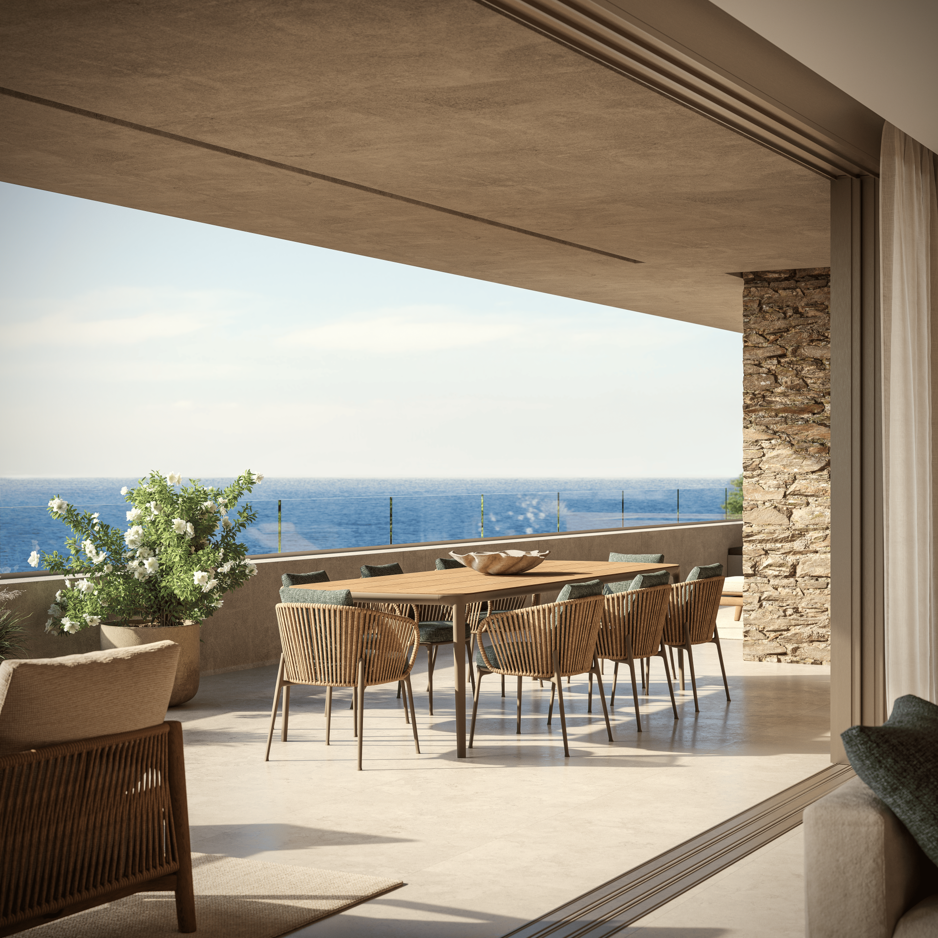 Apartamento planta baja a estrenar en Benalmádena con vistas al mar, jardín privado, terraza y piscina comunitaria.