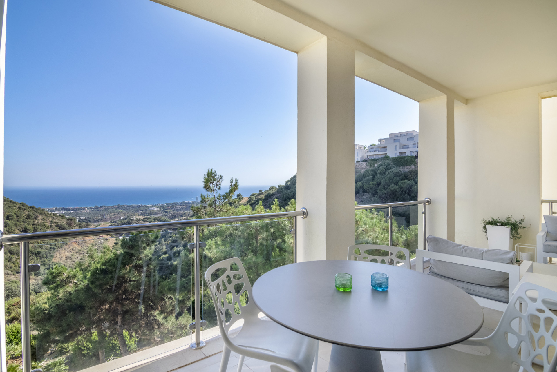 Stylish and modern, two bedroom apartment in the exclusive Samara Resort in Marbella with stunning panoramic sea views