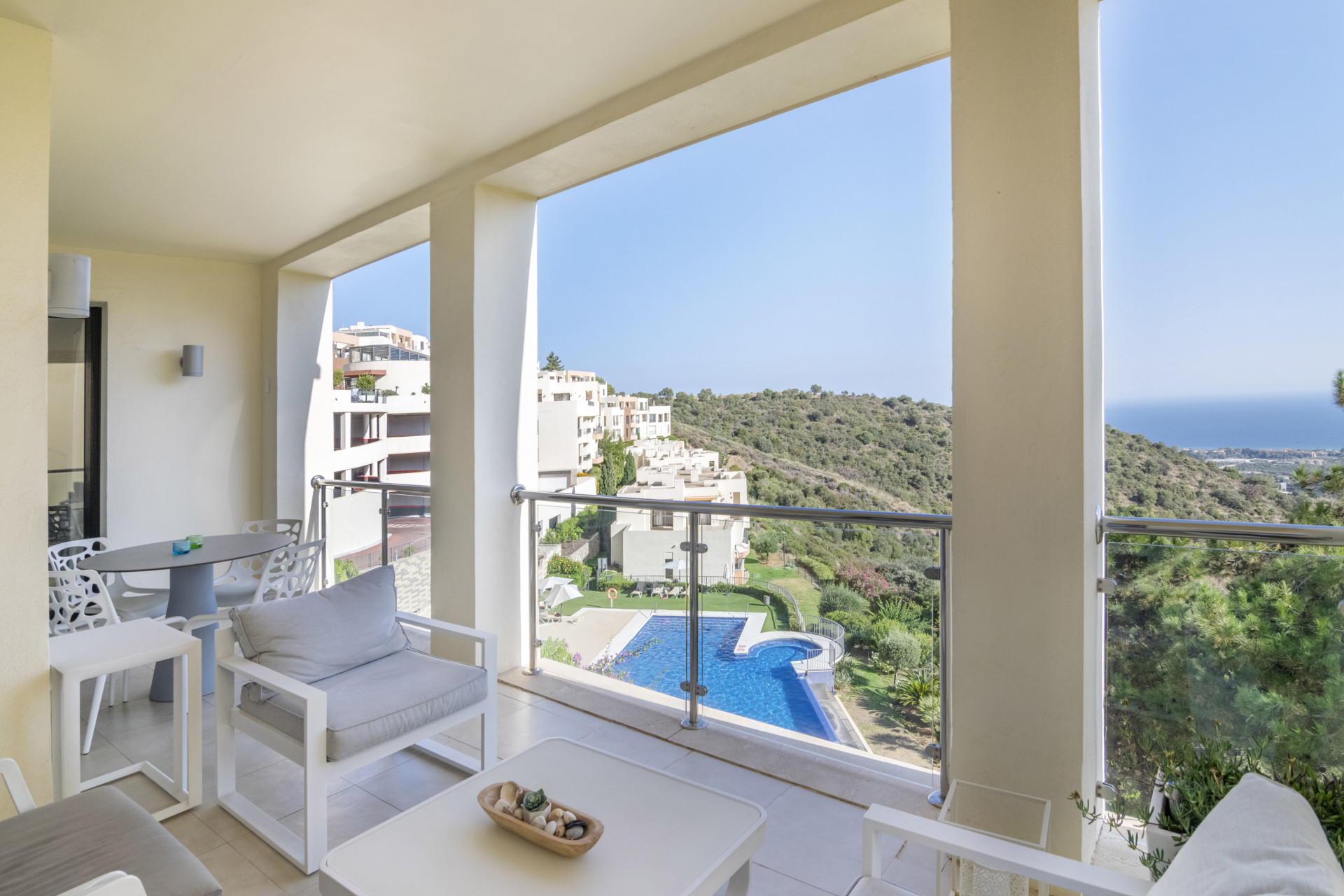 Stylish and modern, two bedroom apartment in the exclusive Samara Resort in Marbella with stunning panoramic sea views