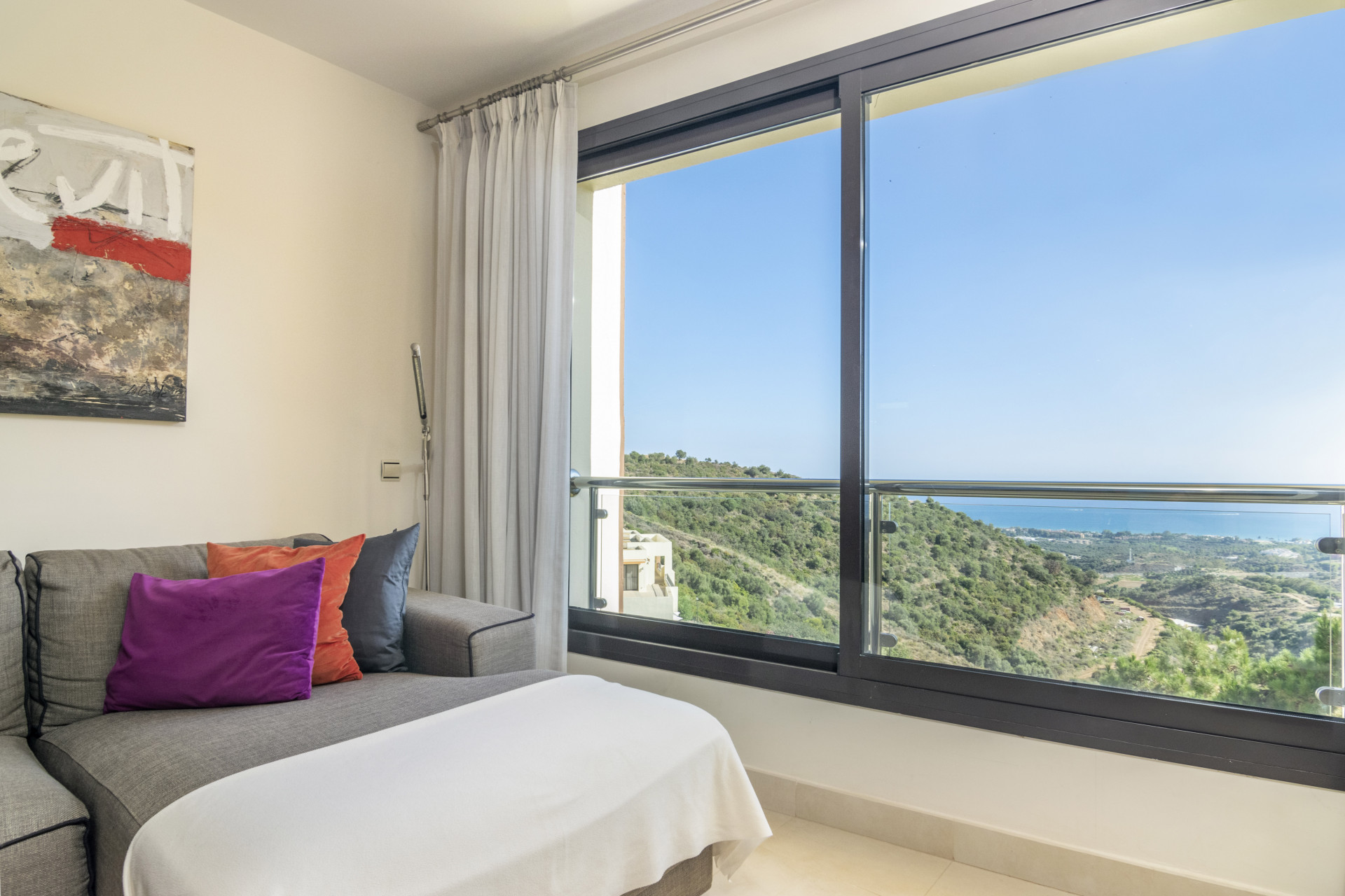 Stylish and modern, two bedroom apartment in the exclusive Samara Resort in Marbella with stunning panoramic sea views
