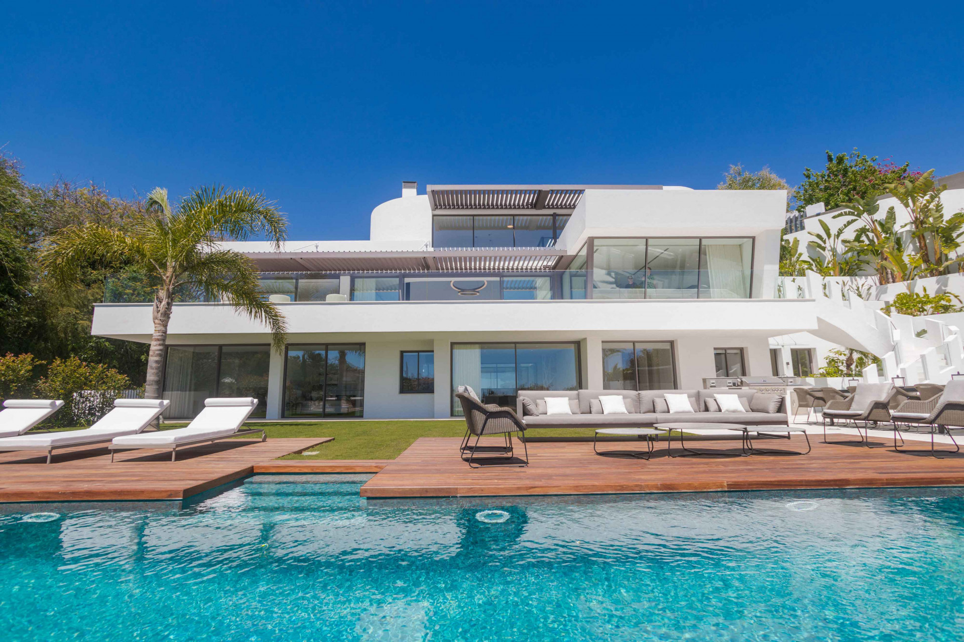Stunning contemporary furnished villa with panoramic sea and golf views