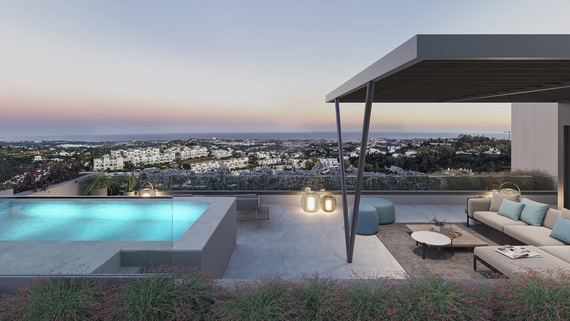 Fantastic complex of 3 and 4 bedroom apartments with panoramic sea views over the Golf Valley