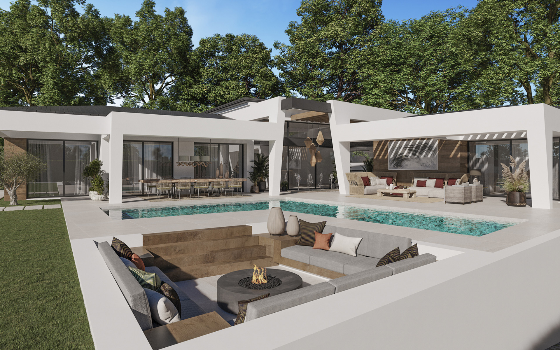 Three unique villas built on one level