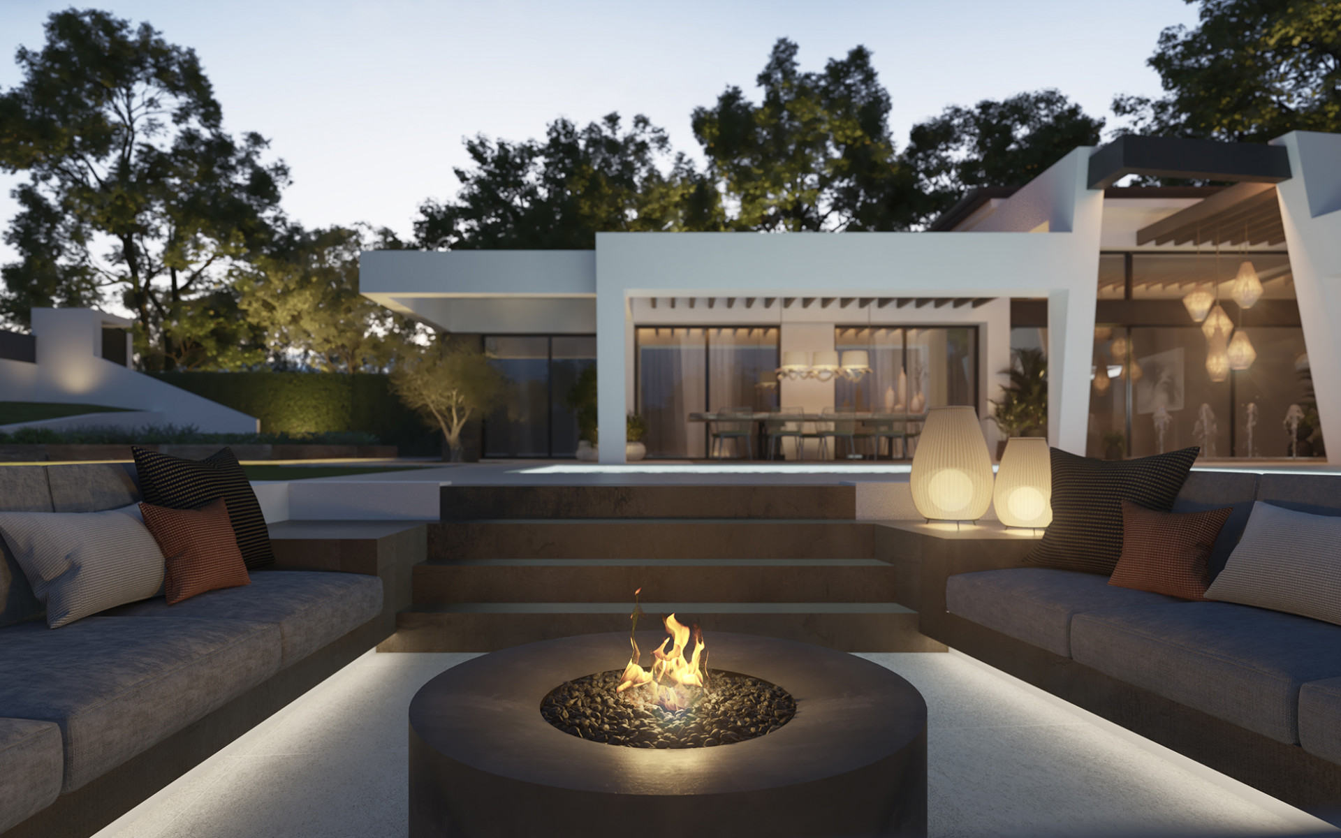 Three unique villas built on one level