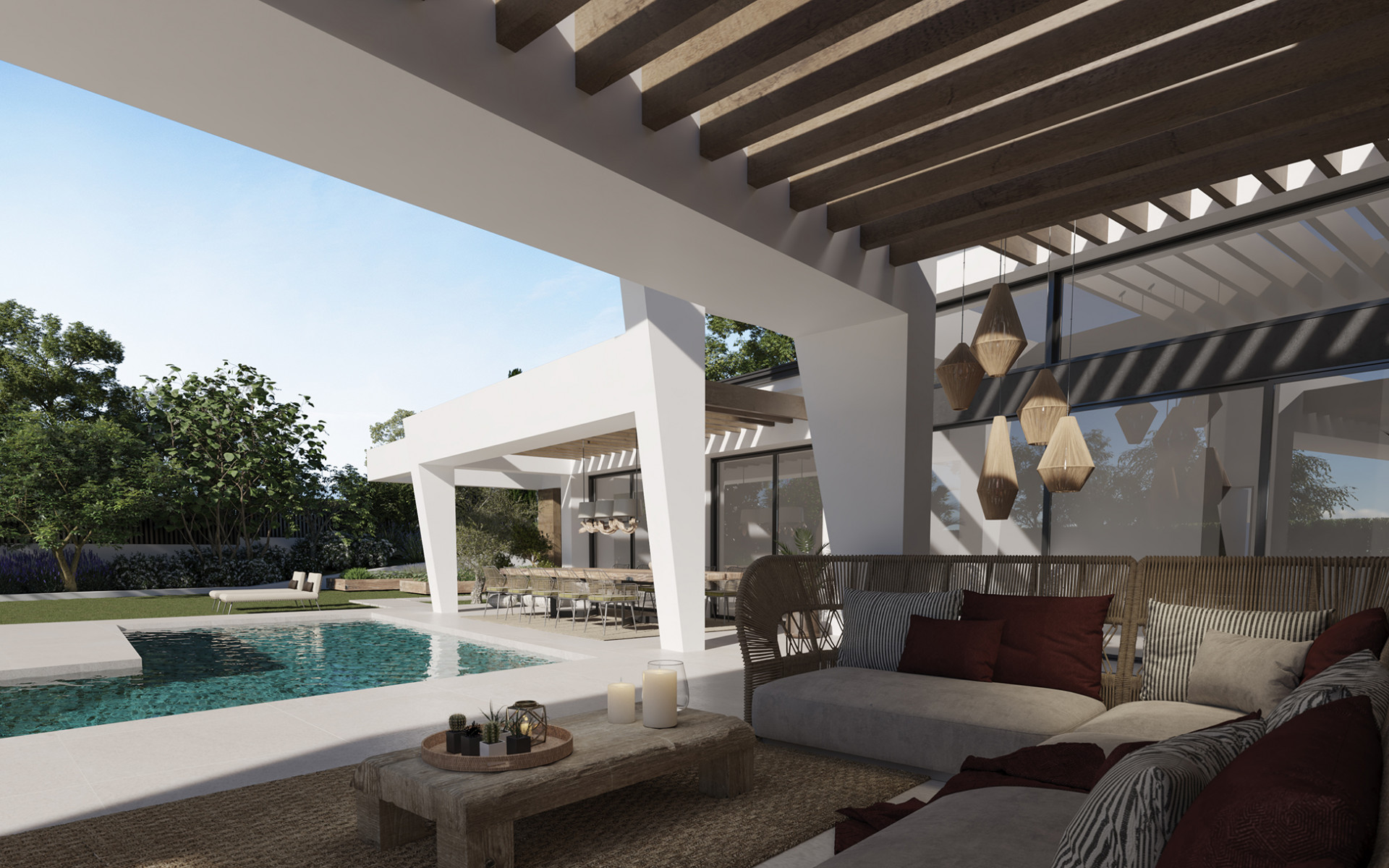Three unique villas built on one level