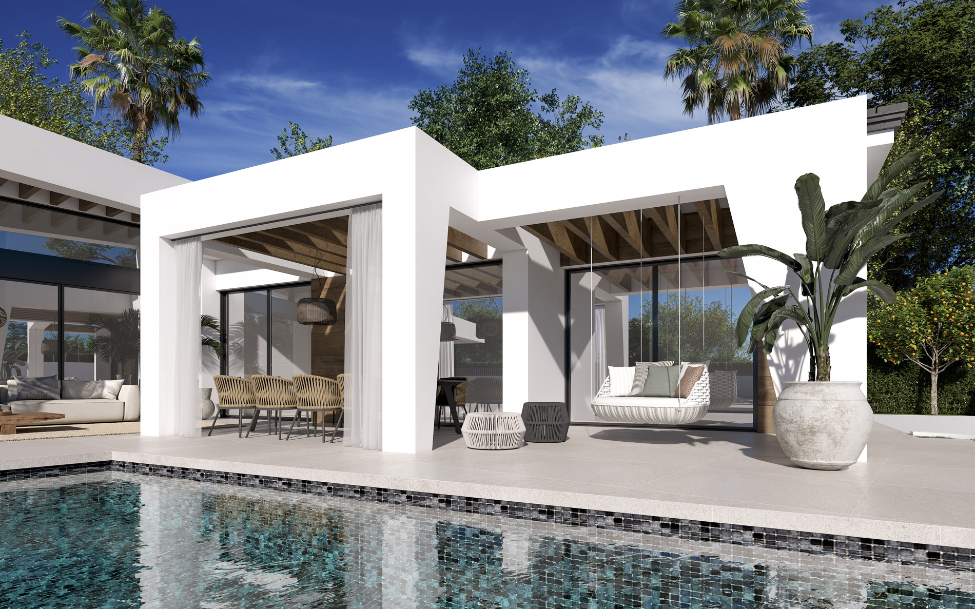Three unique villas built on one level