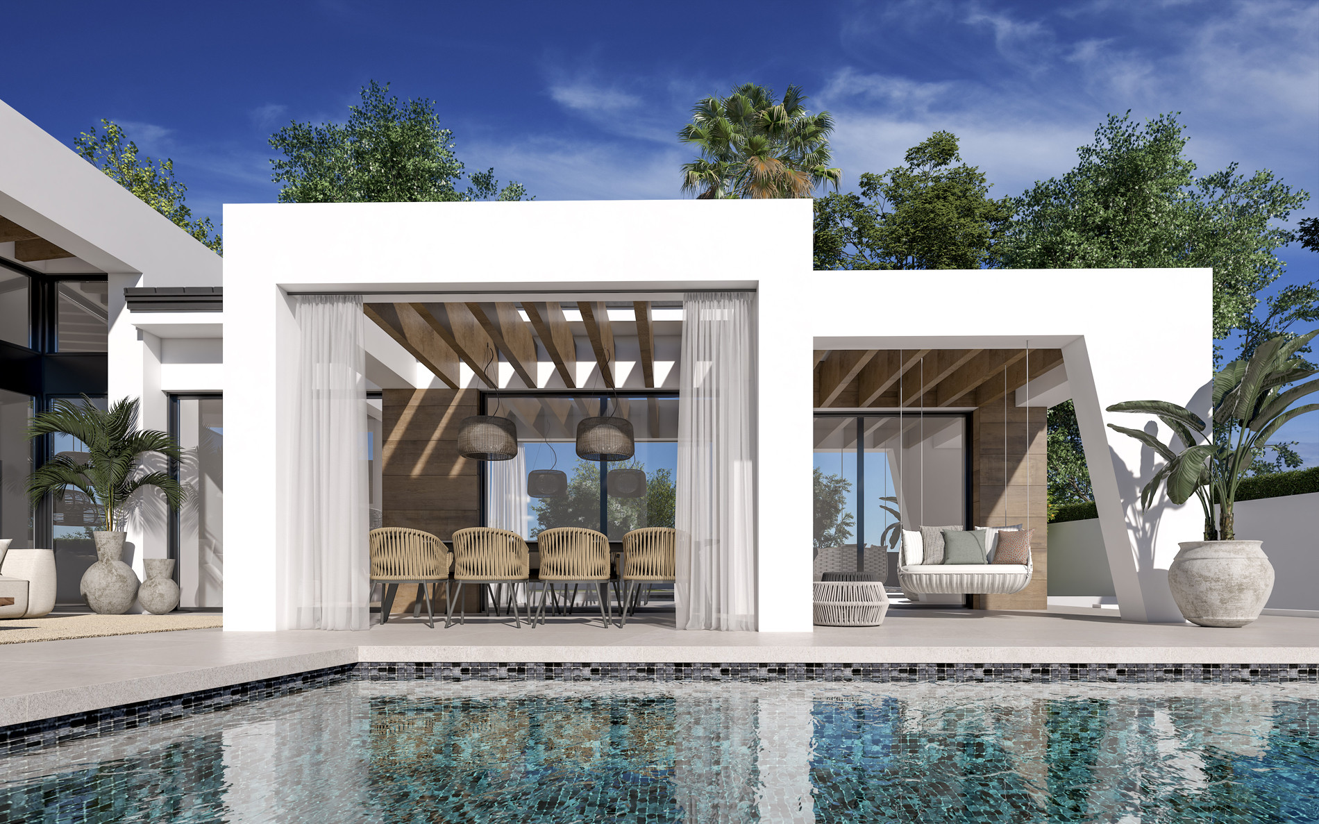 Three unique villas built on one level