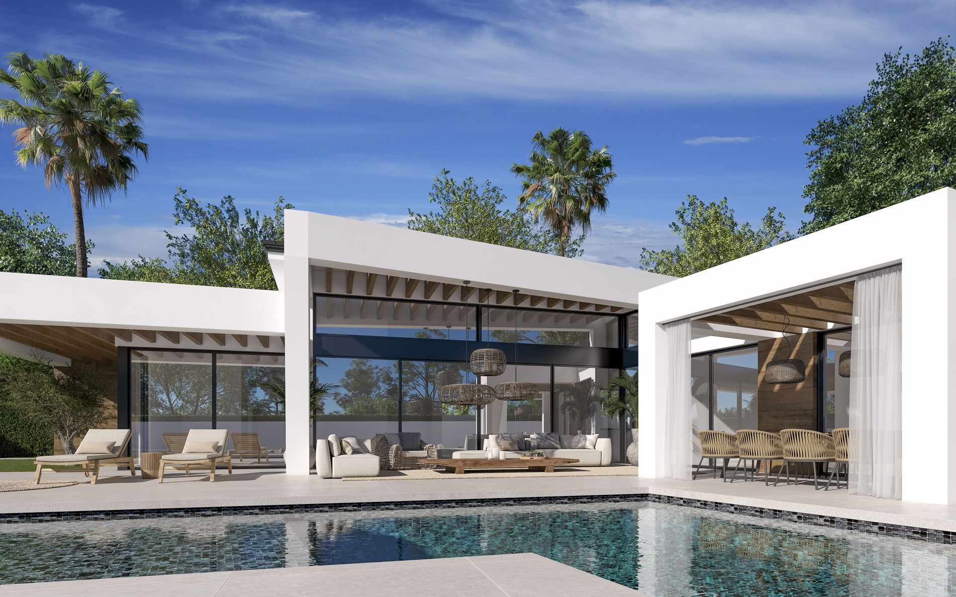 Three unique villas built on one level