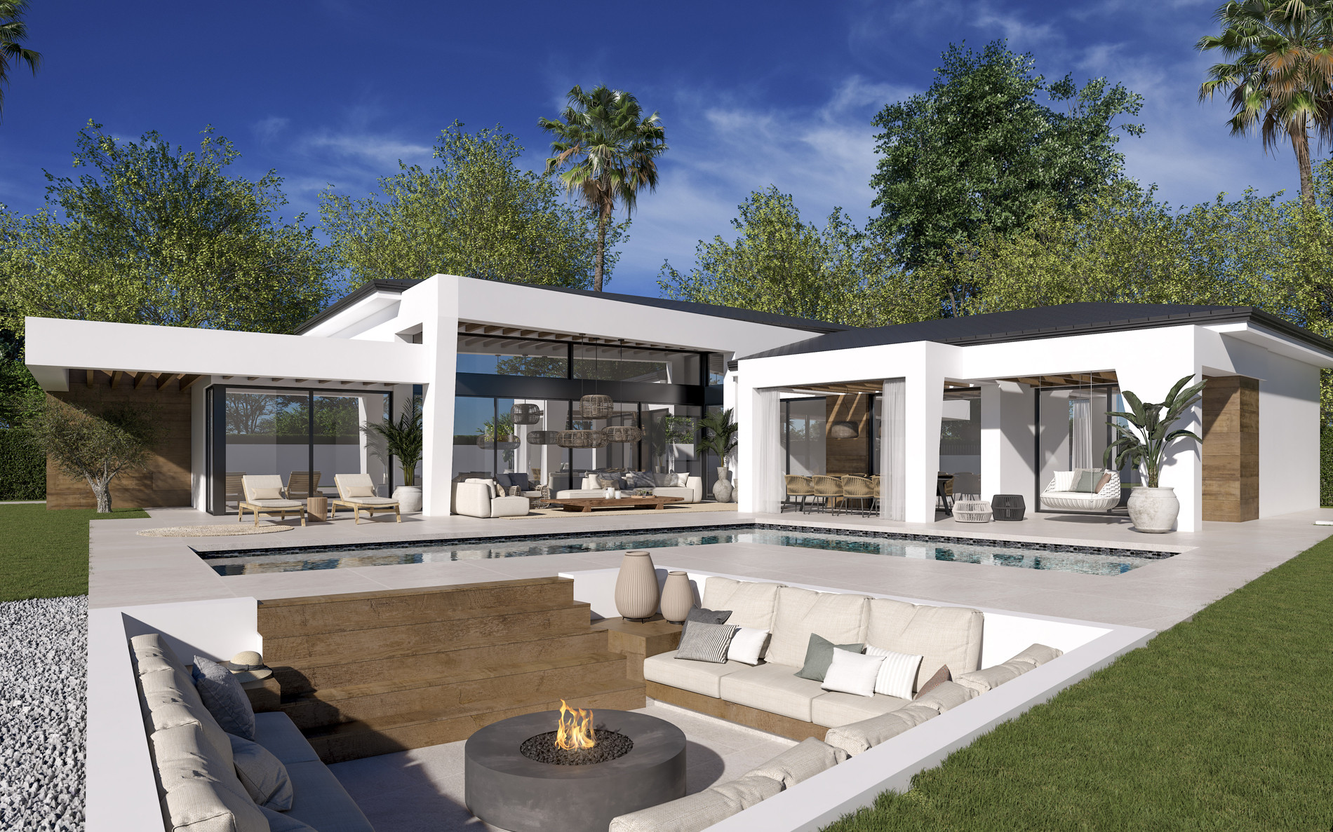 Three unique villas built on one level
