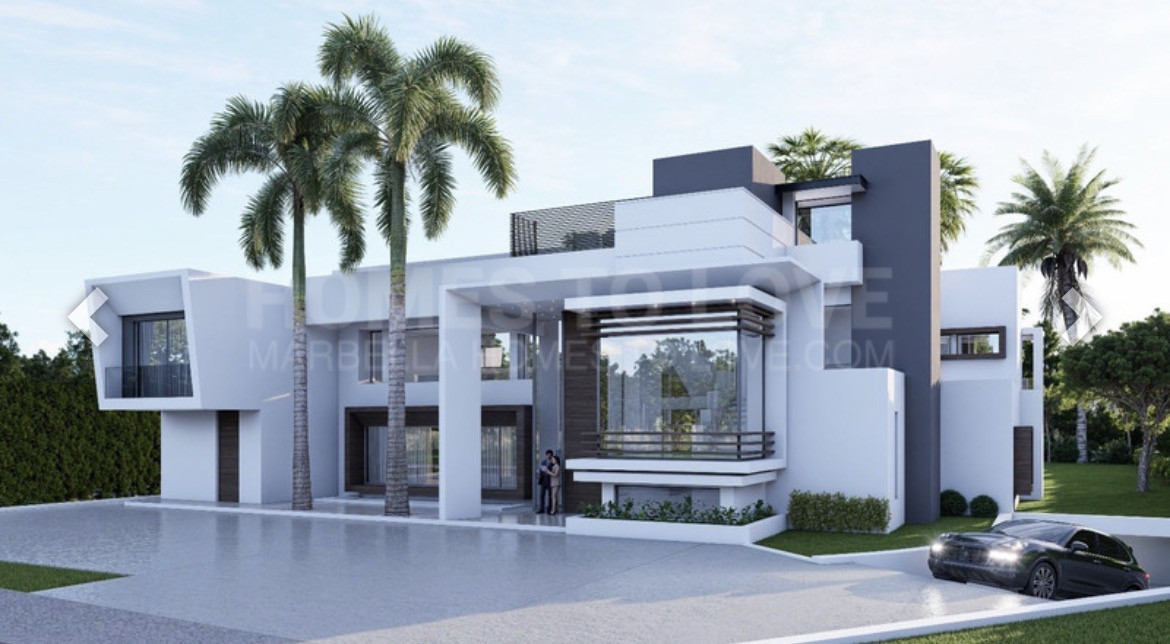 Villa de lujo contemporánea con vistas panorámicas a la montaña y vistas parciales al mar en Marbella.