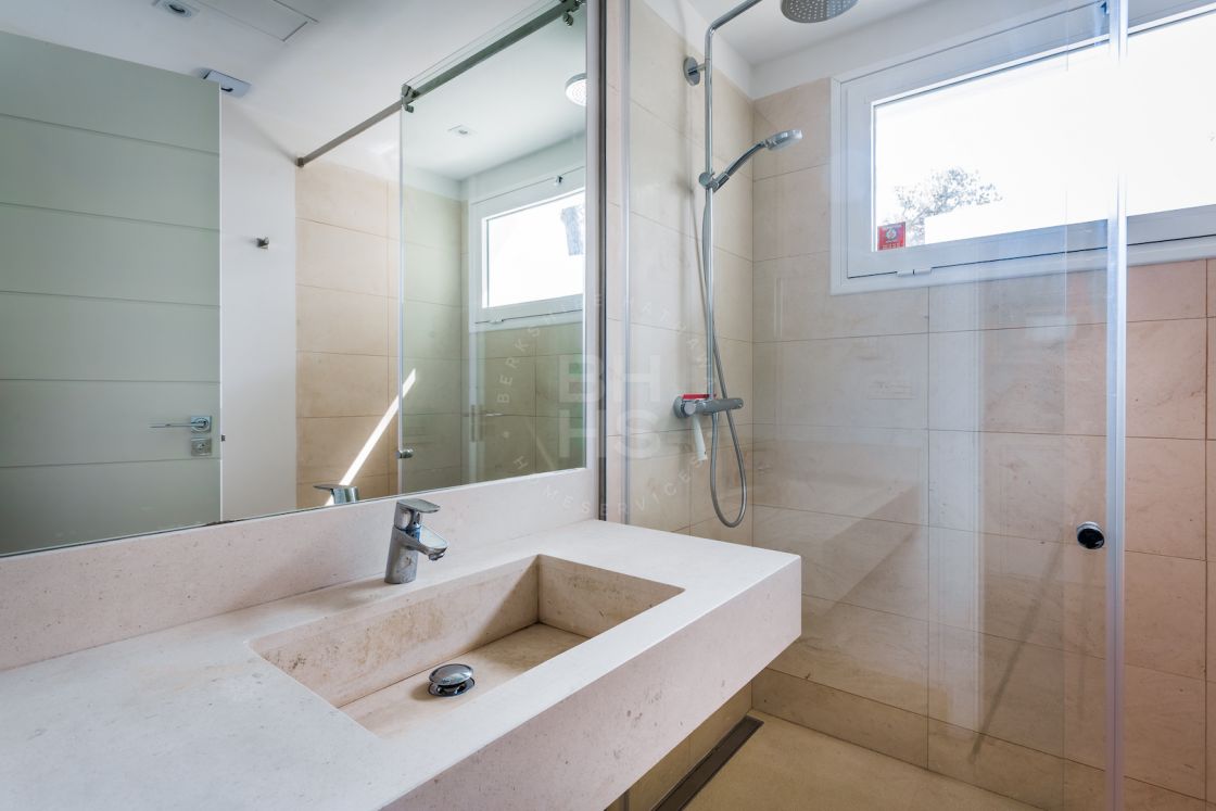 Contemporary style villa with sea and La Concha mountain views in Las Brisas, Nueva Andalucia.