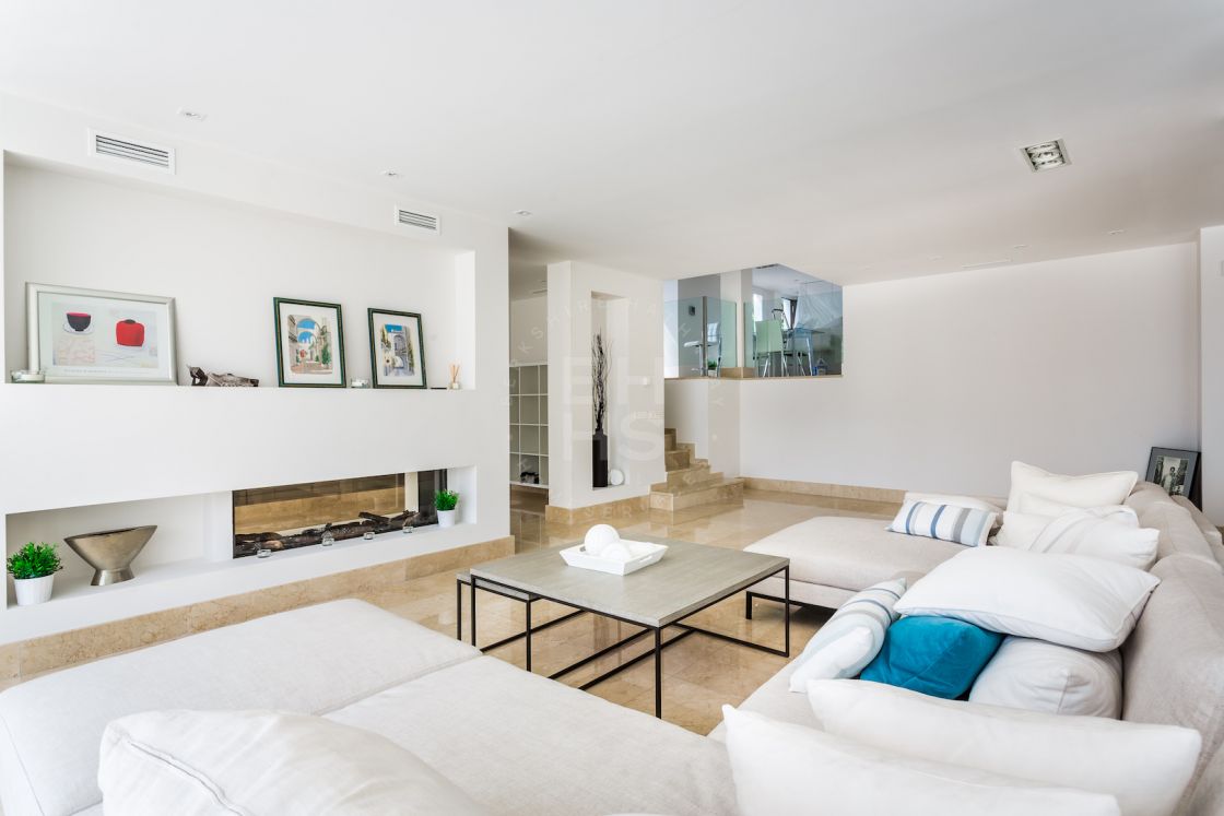 Contemporary style villa with sea and La Concha mountain views in Las Brisas, Nueva Andalucia.