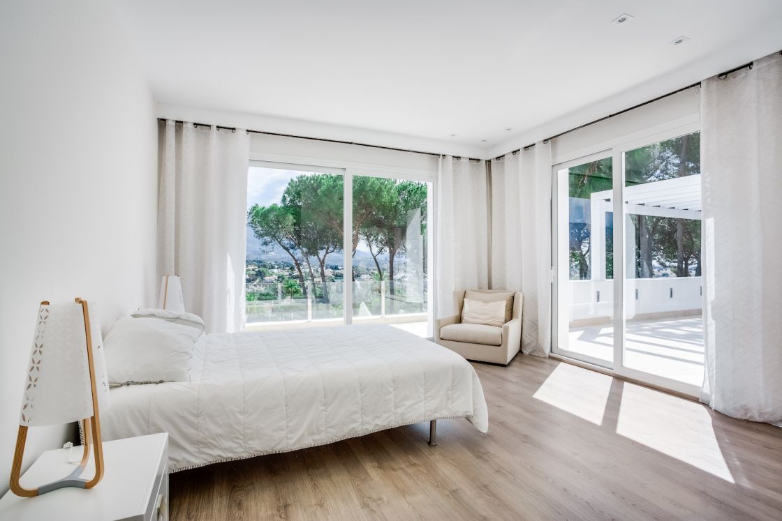 Contemporary style villa with sea and La Concha mountain views in Las Brisas, Nueva Andalucia.