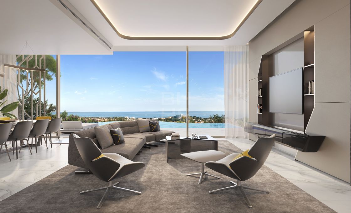Majestic contemporary villa with sharp lines, top quality materials with panoramic views in Benahavís
