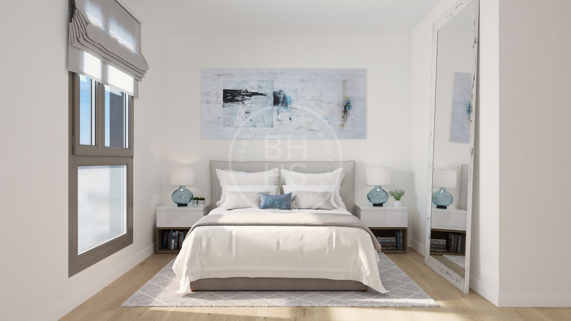 Apartamento de 3 dormitorios en un innovador complejo sobre plano con vistas panorámicas a la ciudad de Málaga y la costa