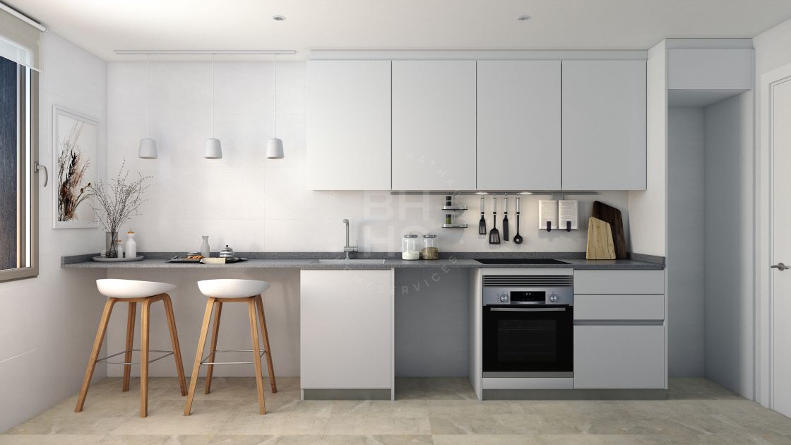 One-bedroom apartment in a cutting edge off-plan complex with panoramic views over Malaga city and the coast